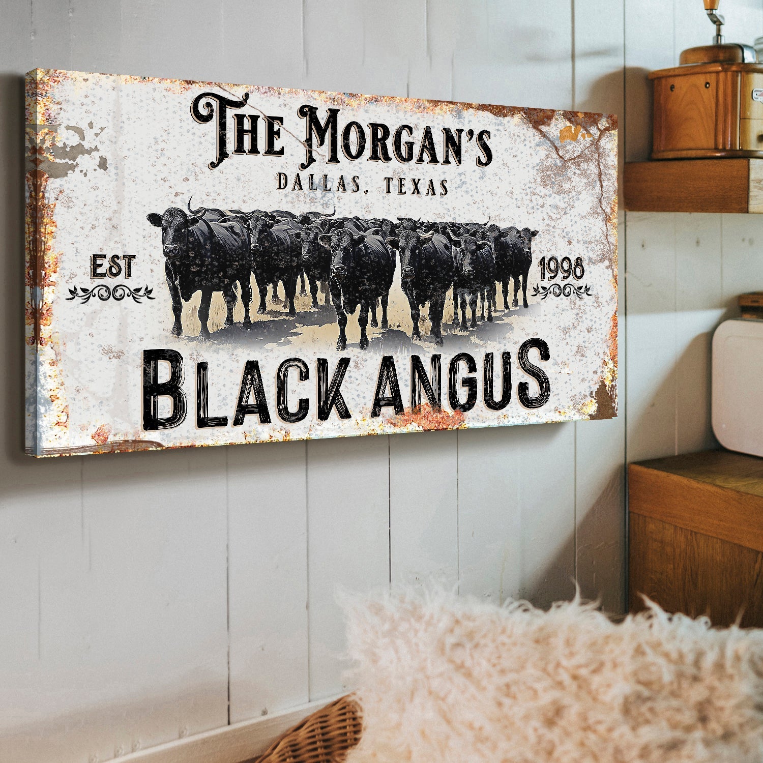 Personalized Black Angus Cattle Sign II on sale at MyriadMart