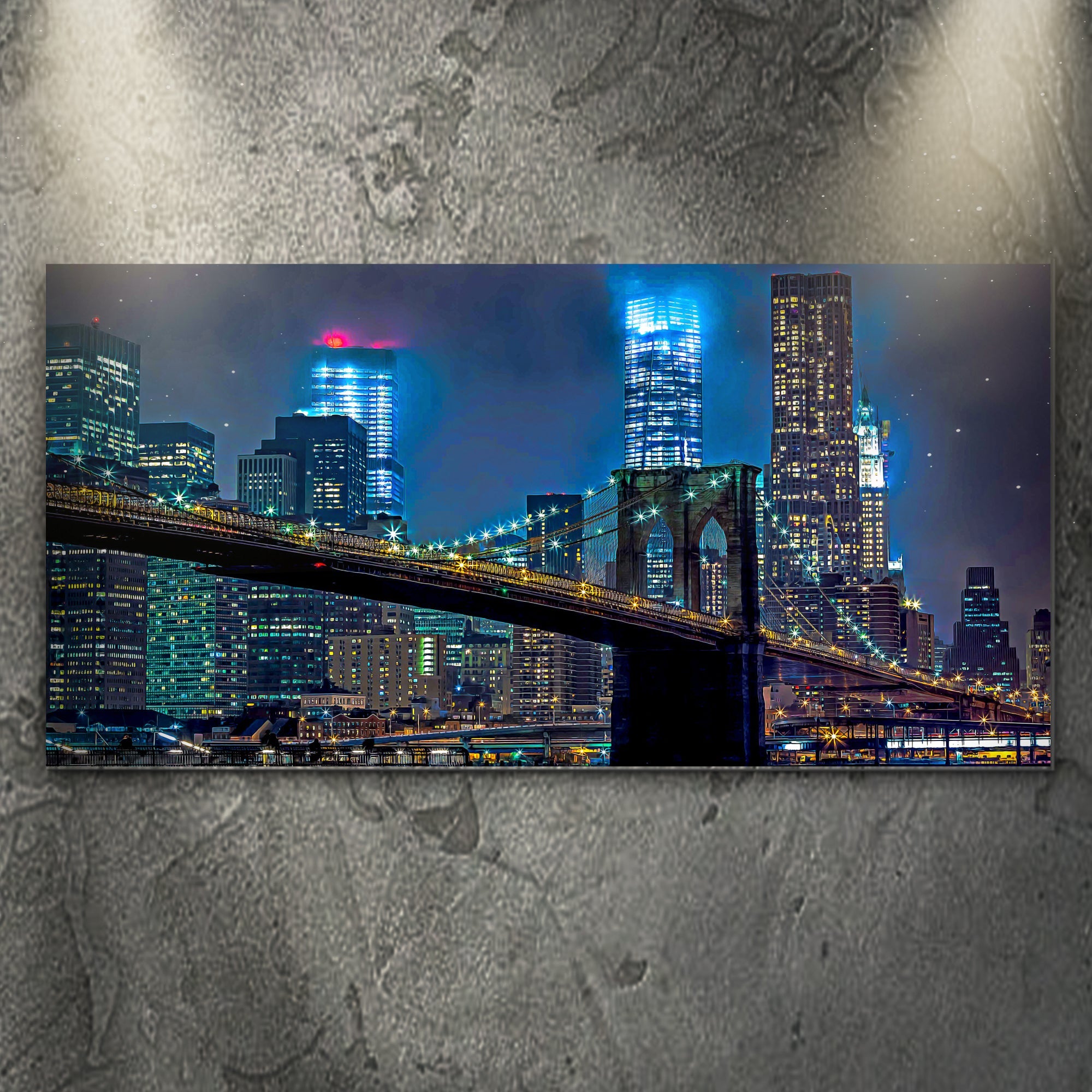 Brooklyn Bridge Night View Canvas Wall Art on sale at MyriadMart