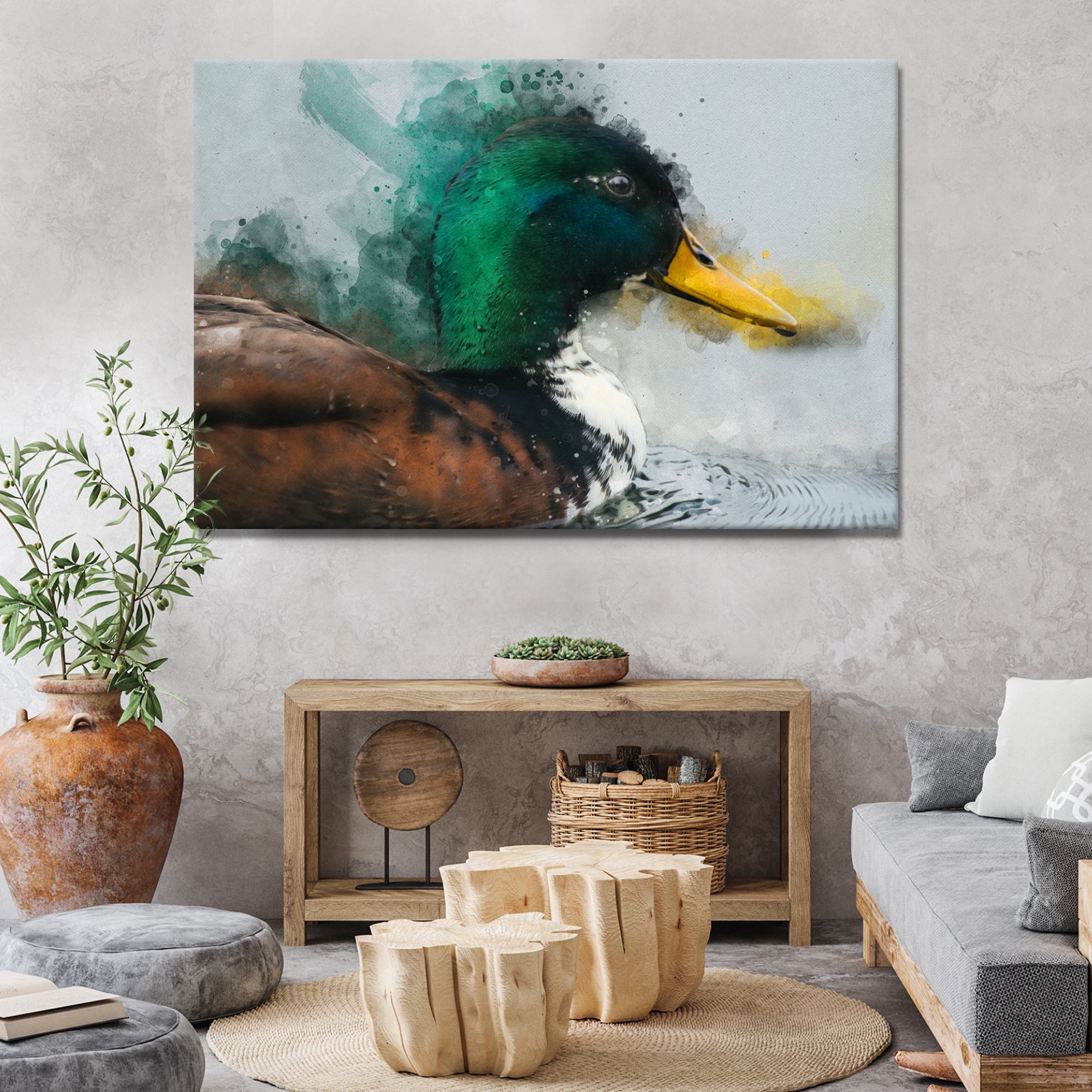 Duck Watercolor Canvas Wall Art on sale at MyriadMart