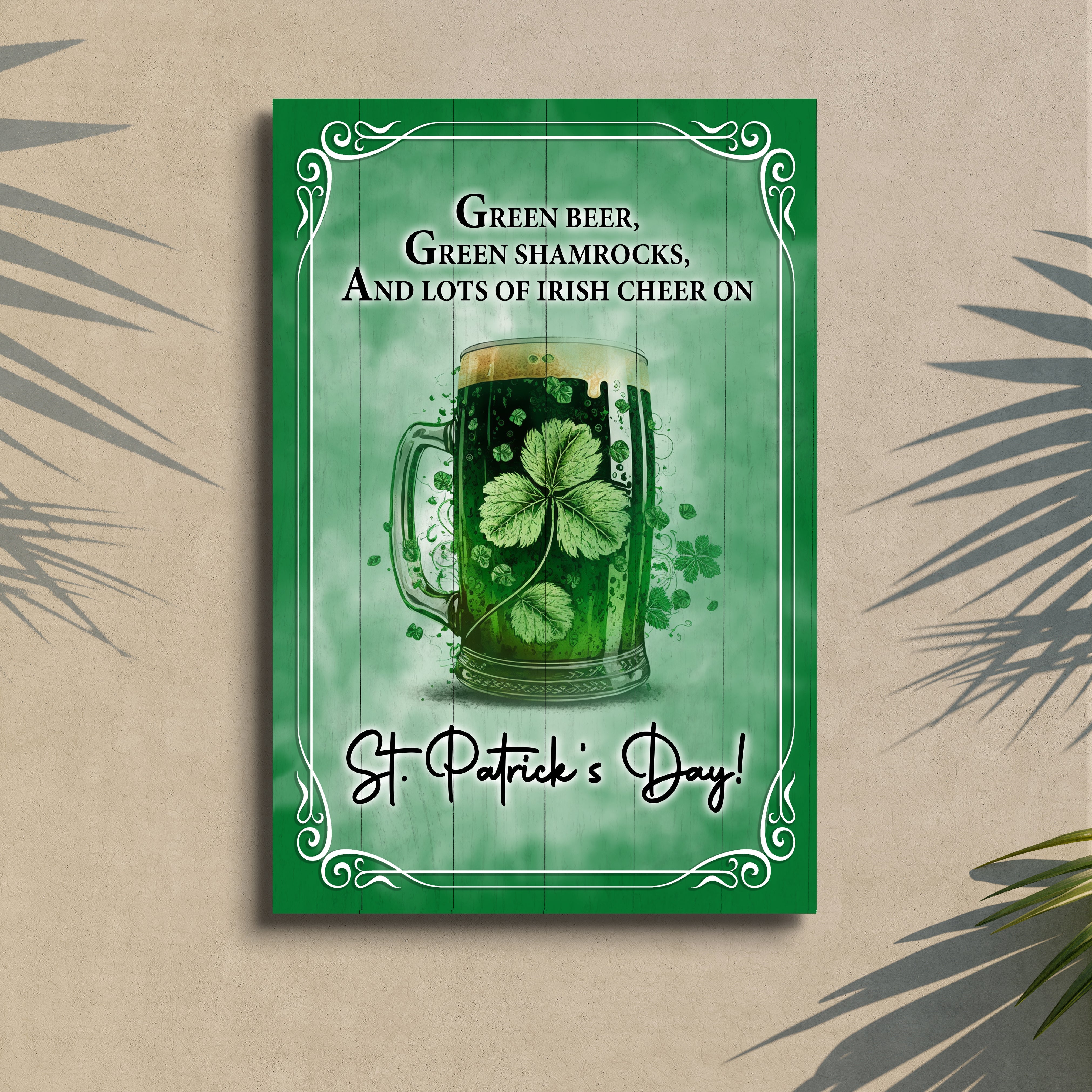 Green Beer, Green Shamrocks St. Patrick's Day Sign on sale at MyriadMart