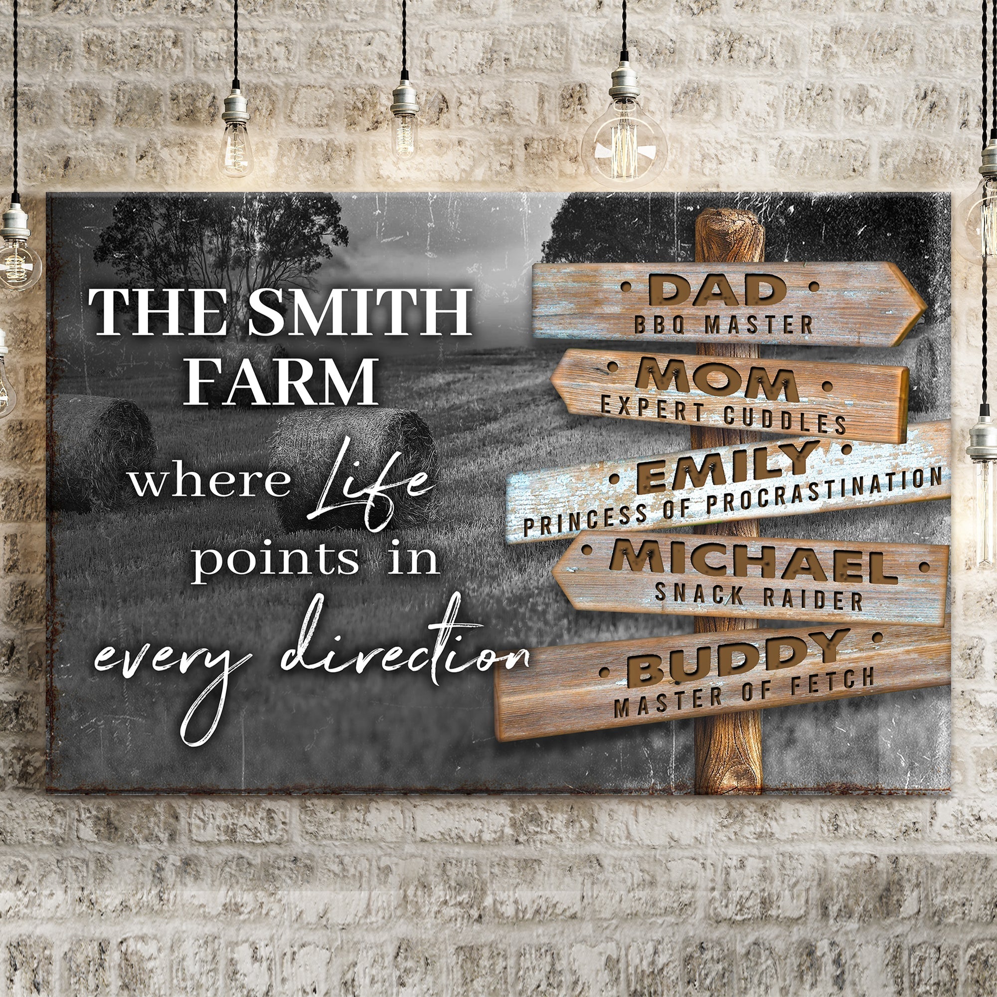 Where Life Points In Every Direction Family Farm Names Sign on sale at MyriadMart