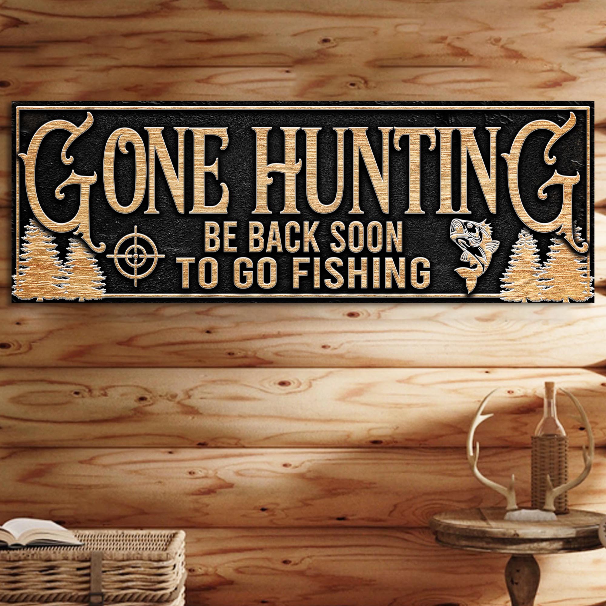 Gone Hunting Sign on sale at MyriadMart