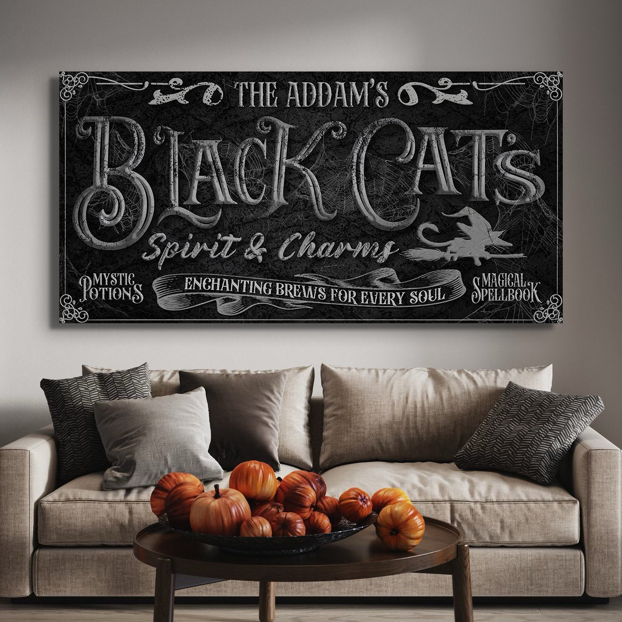 Black Cat’s Spirits & Charms Bar Halloween Sign II on sale at MyriadMart