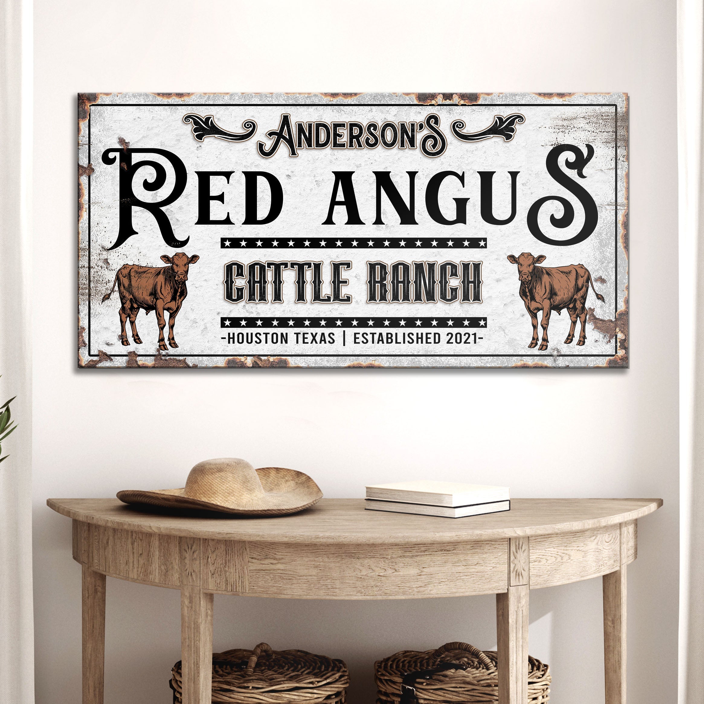 Personalized Red Angus Cattle Sign on sale at MyriadMart