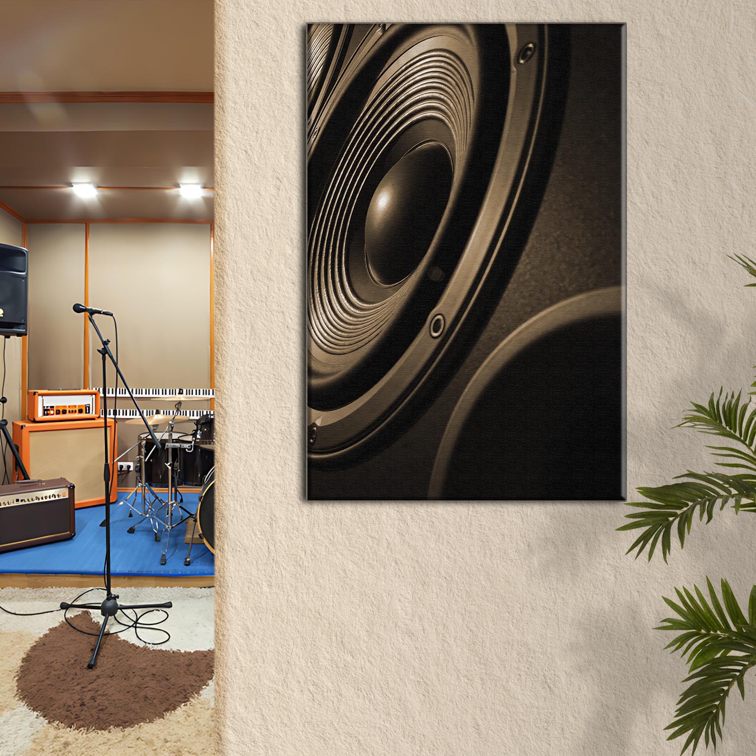 Music Equipment Speakers Sepia Canvas Wall Art on sale at MyriadMart