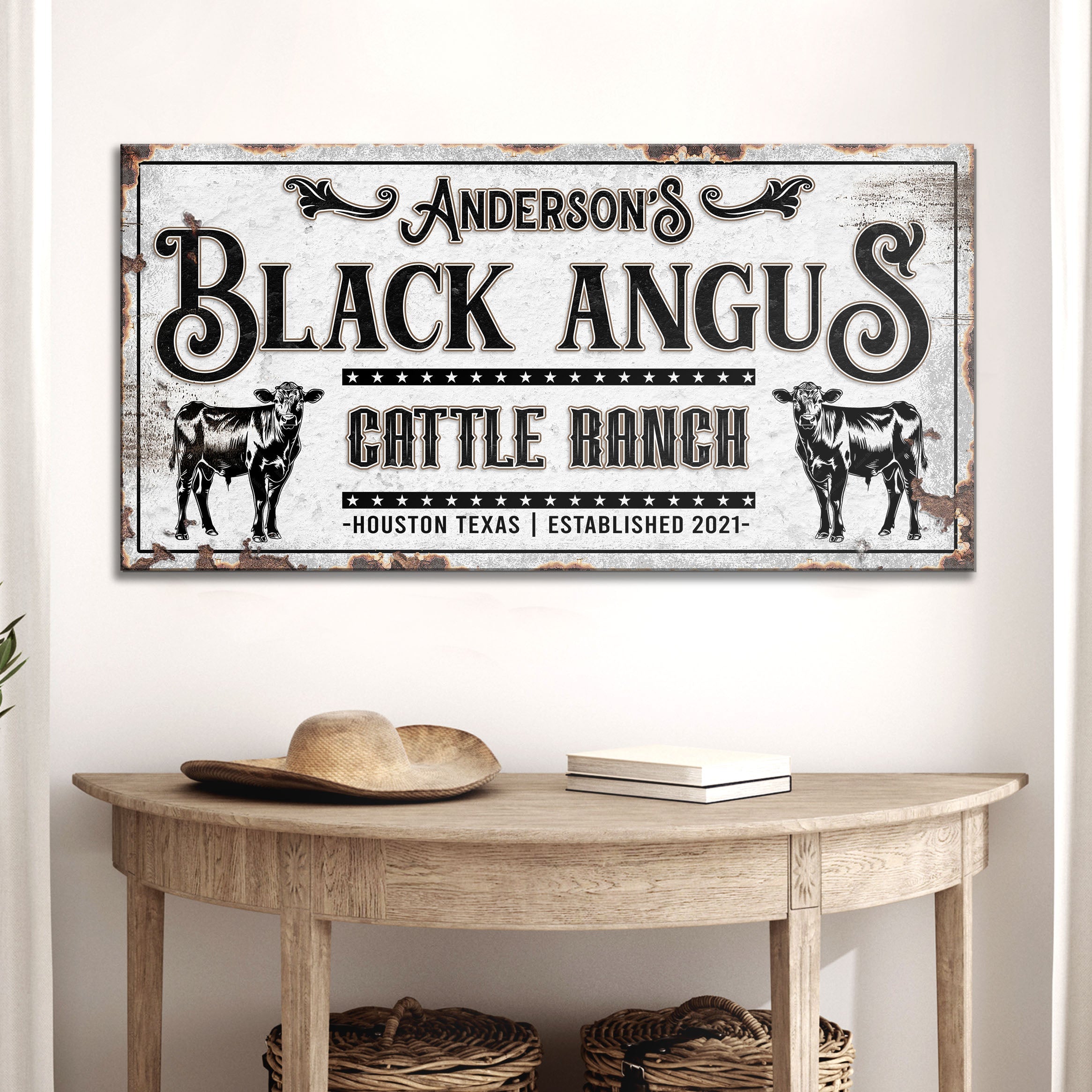 Personalized Black Angus Cattle Sign on sale at MyriadMart