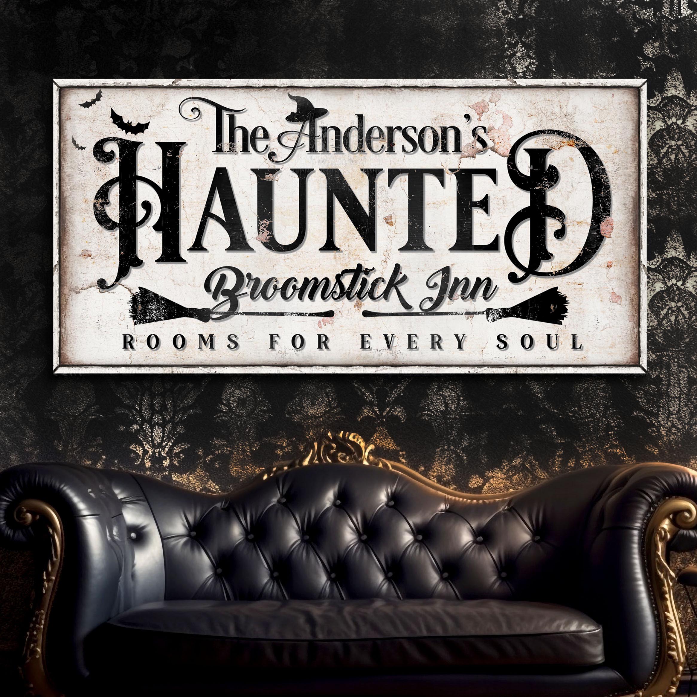 The Haunted Broomstick Inn Halloween Sign on sale at MyriadMart