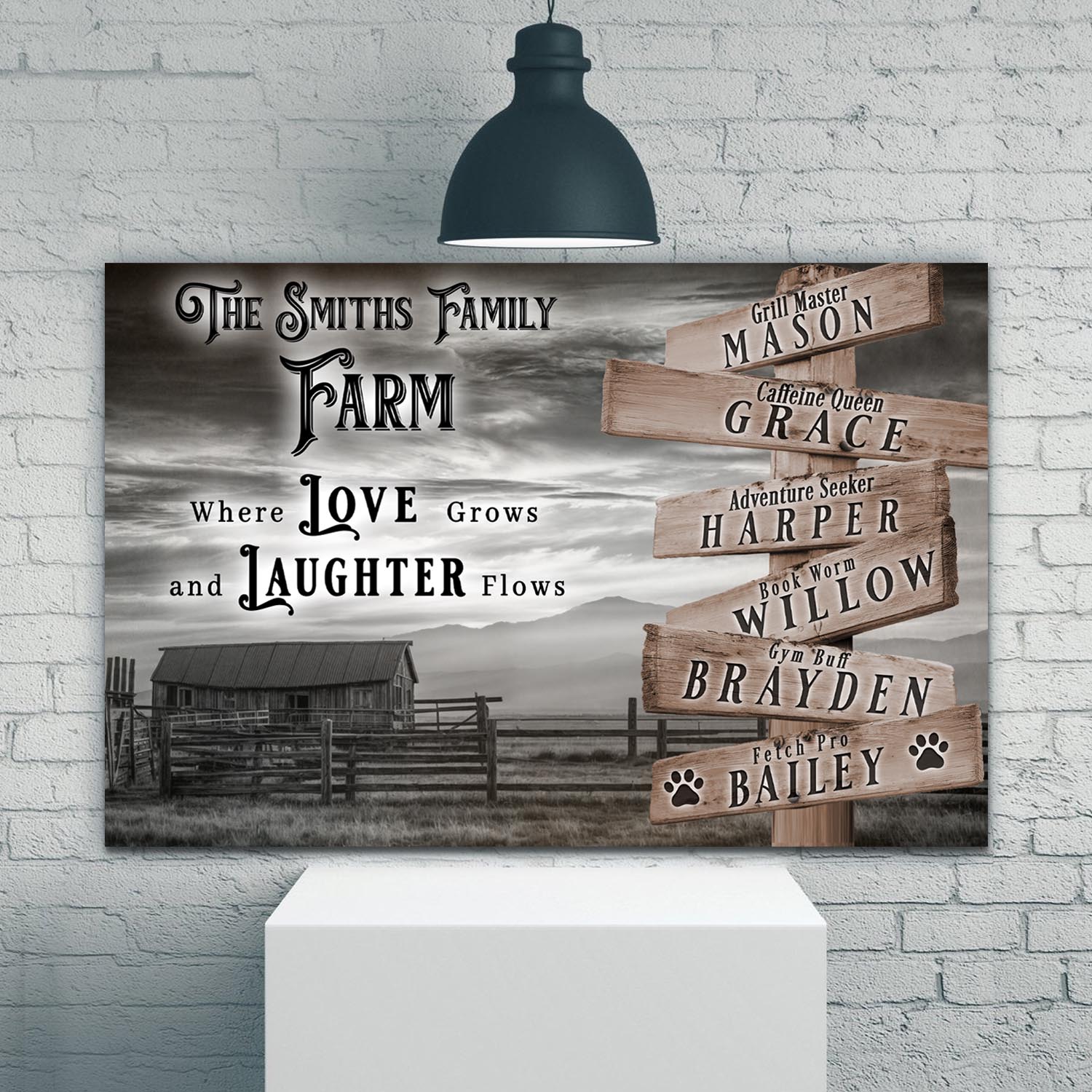 Where Love Grows And Laughter Flows Family Farm Names Sign on sale at MyriadMart
