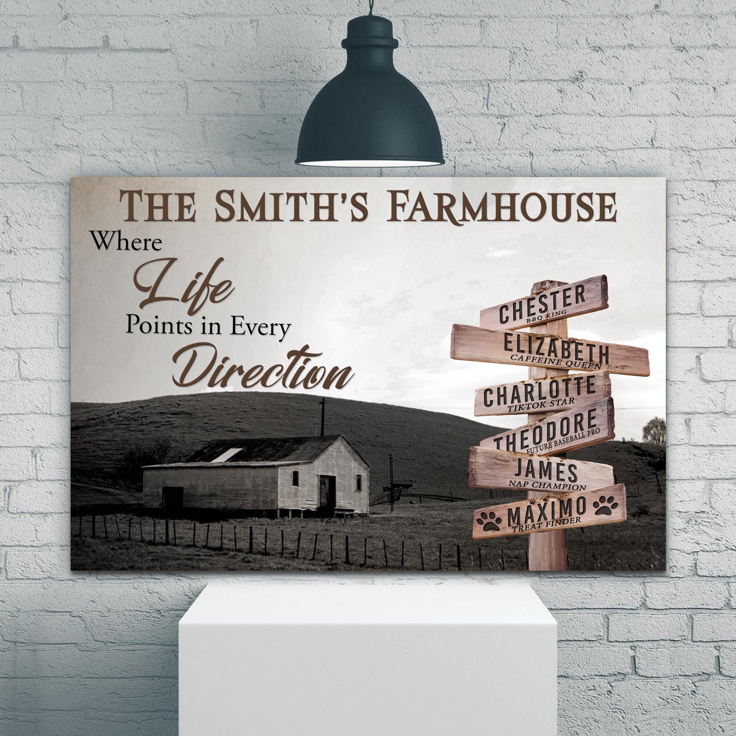Where Life Points In Every Direction Family Farmhouse Names Sign on sale at MyriadMart
