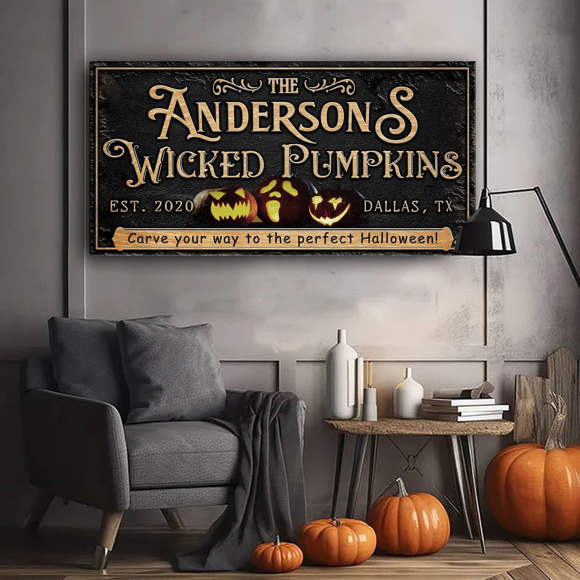Personalized Wicked Pumpkins Halloween Sign on sale at MyriadMart