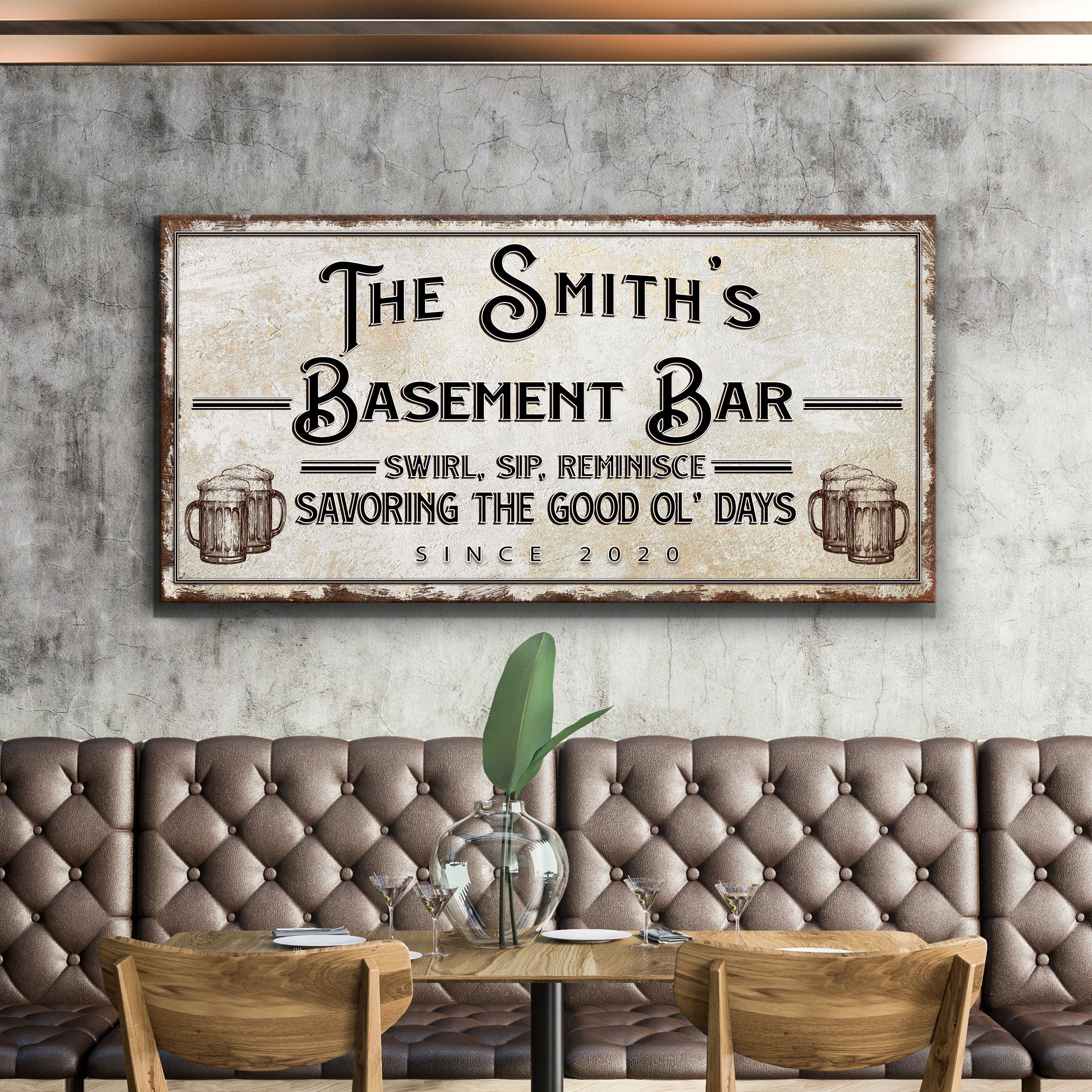 Swirl, Sip, Reminisce Basement Bar Sign on sale at MyriadMart