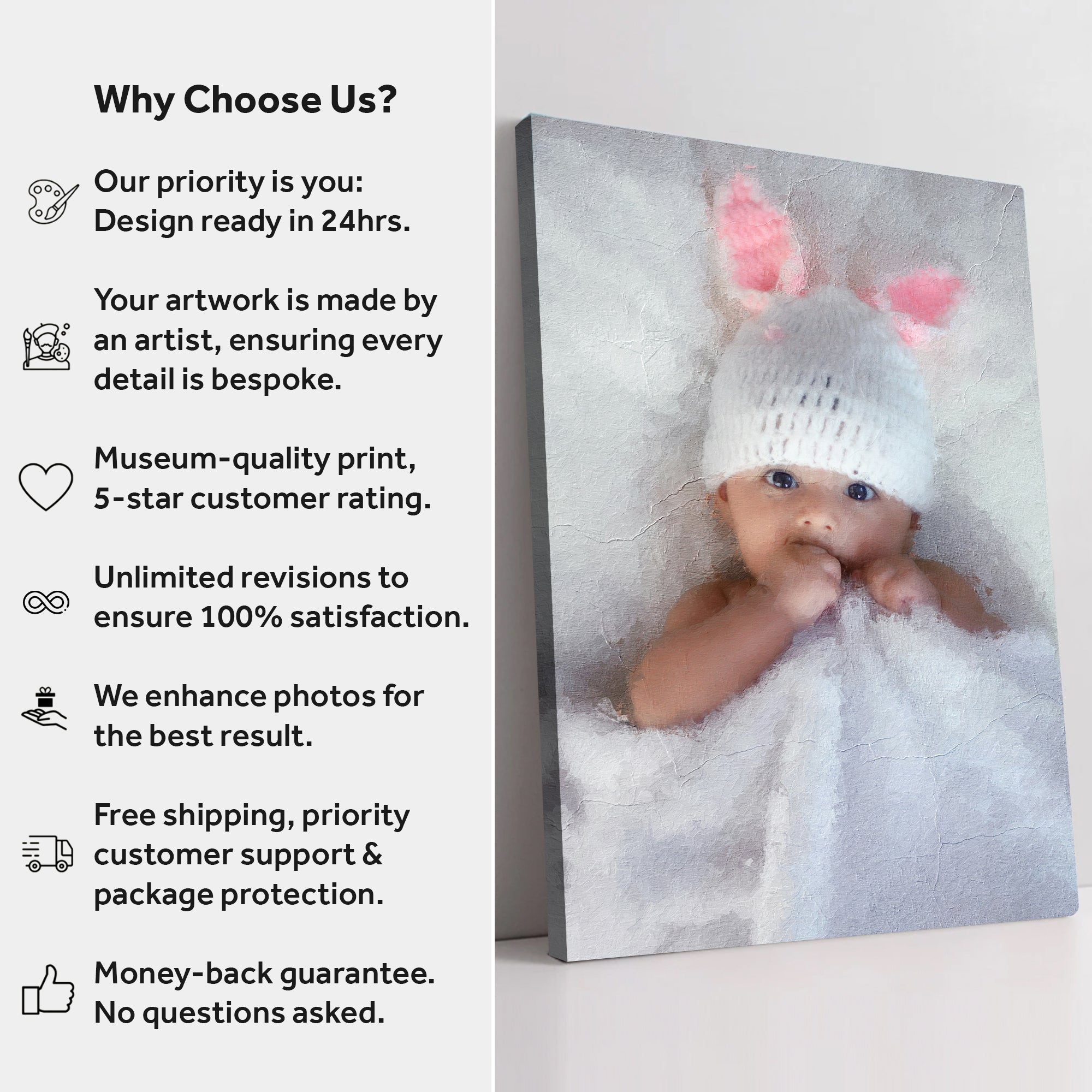 Newborn Baby Watercolor Portrait Custom Wall Art on sale at MyriadMart