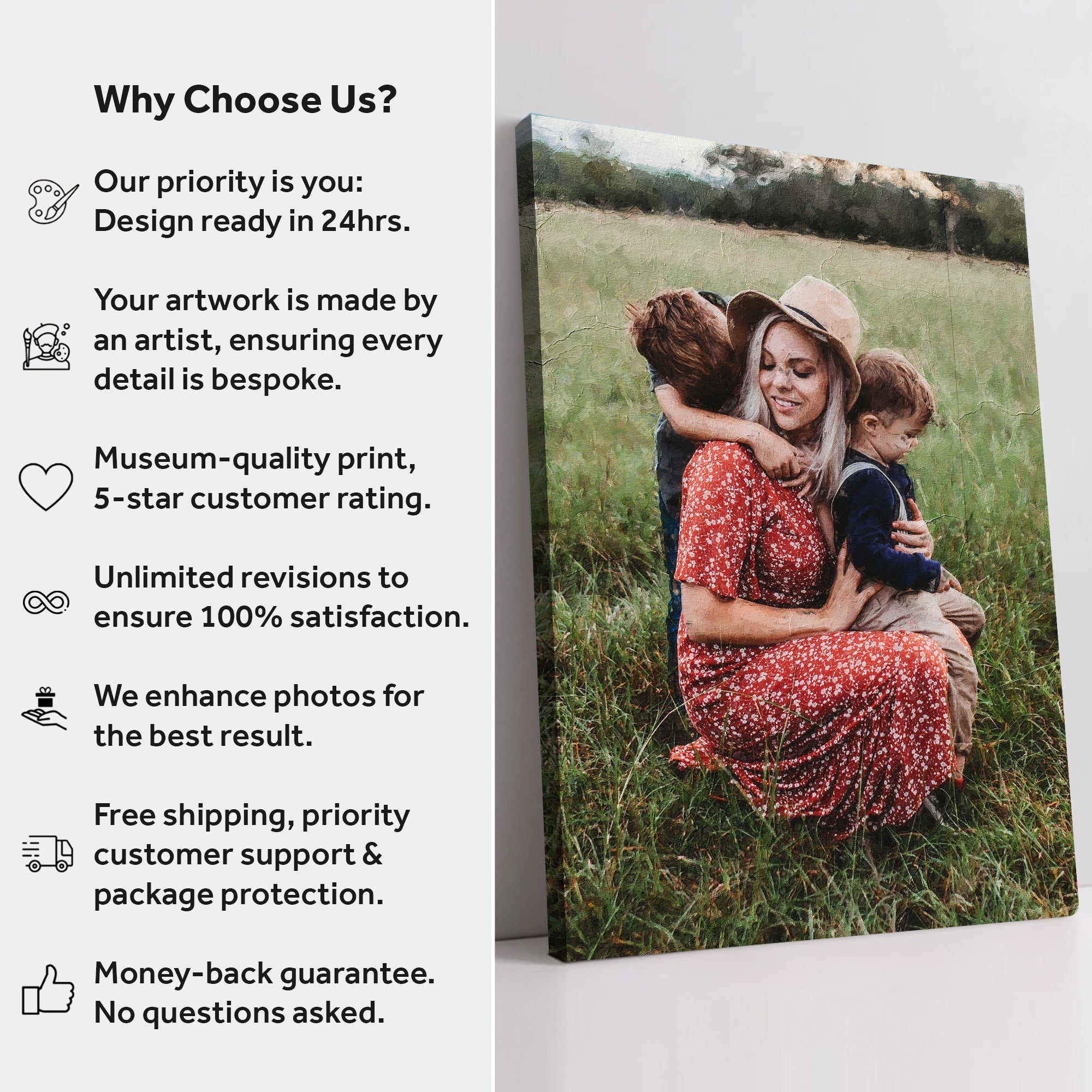 Gift For Mom Watercolor Portrait Custom Wall Art on sale at MyriadMart