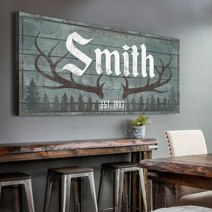 Rustic Family Antler Sign on sale at MyriadMart