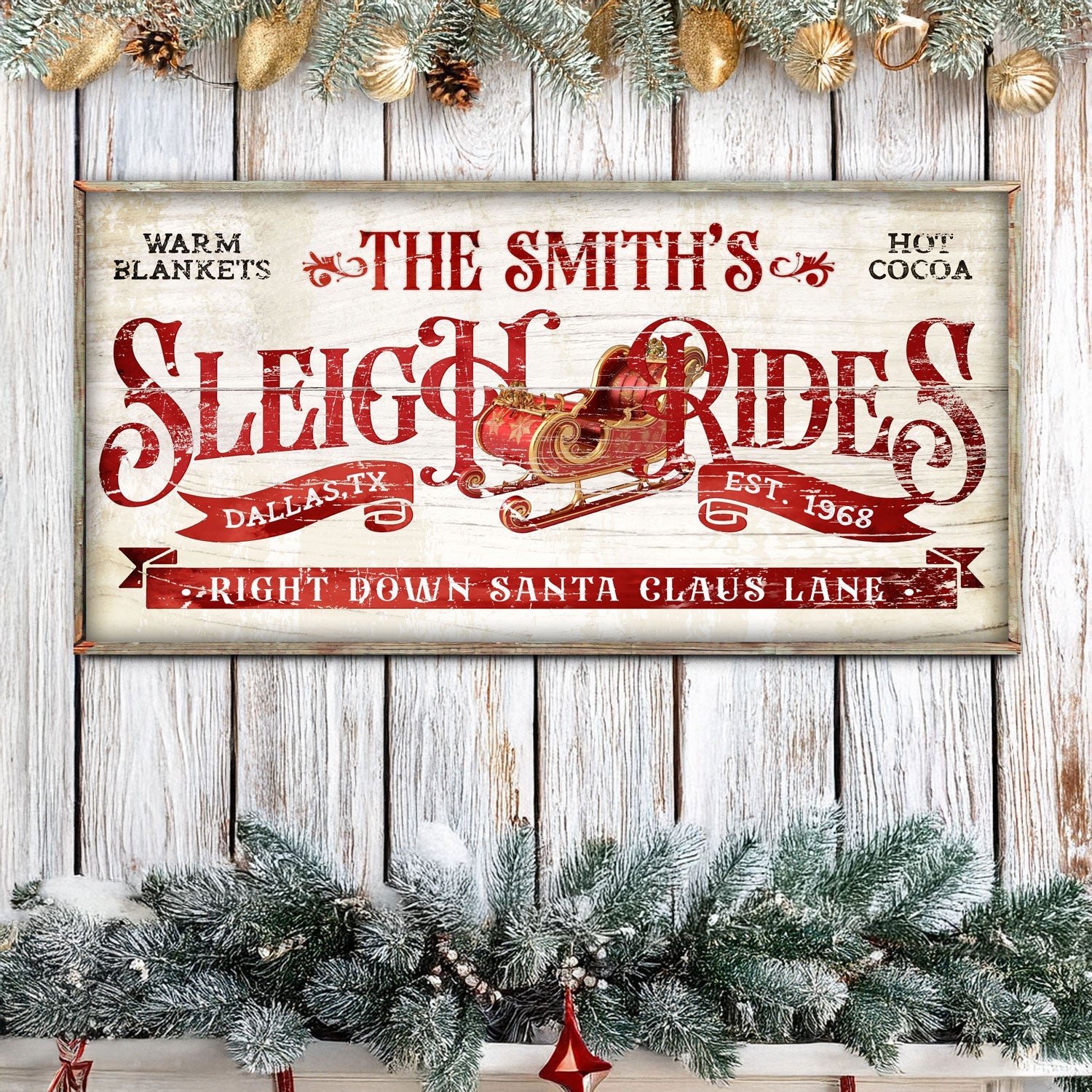Sleigh Rides Christmas Sign III on sale at MyriadMart
