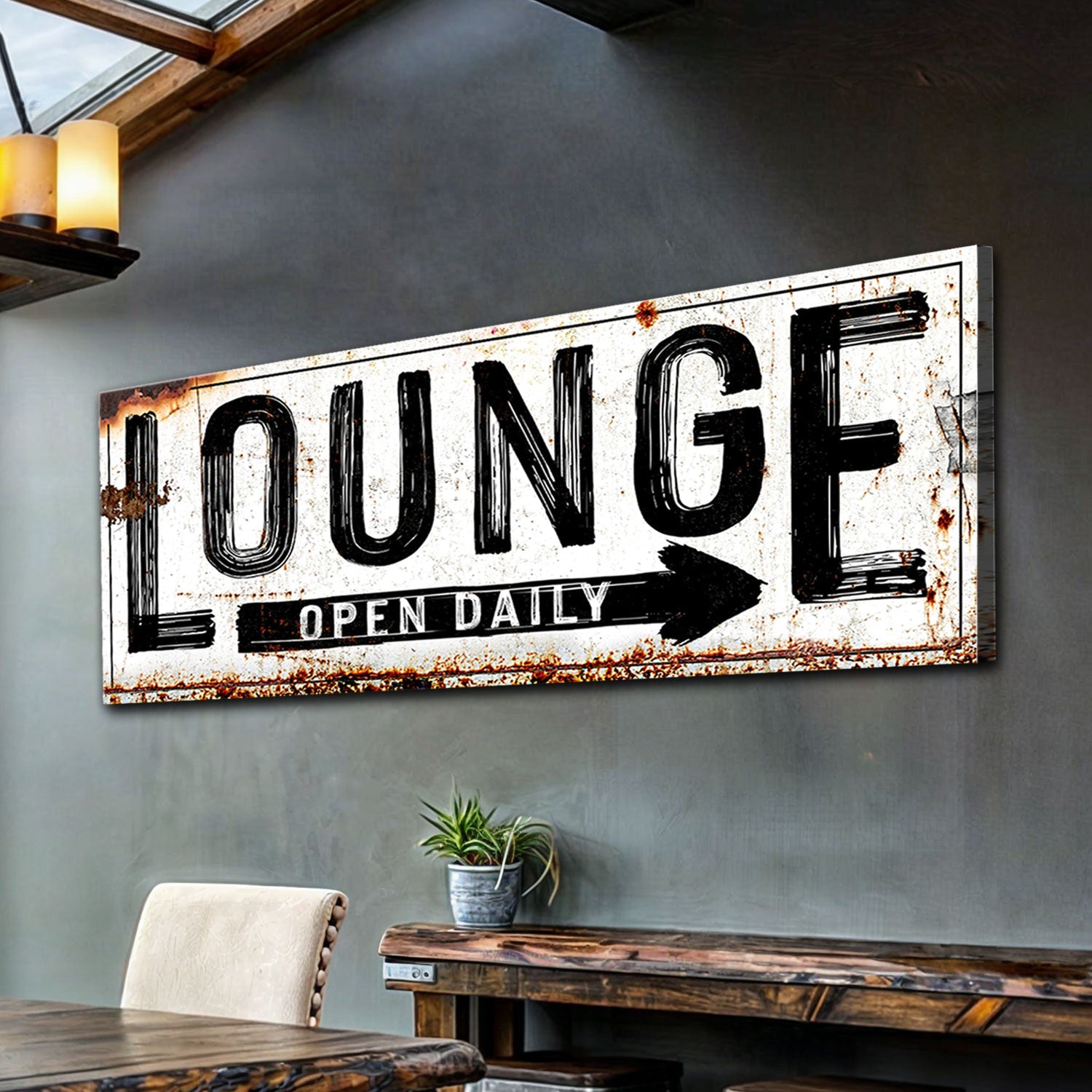Open Daily Lounge Rustic Sign on sale at MyriadMart