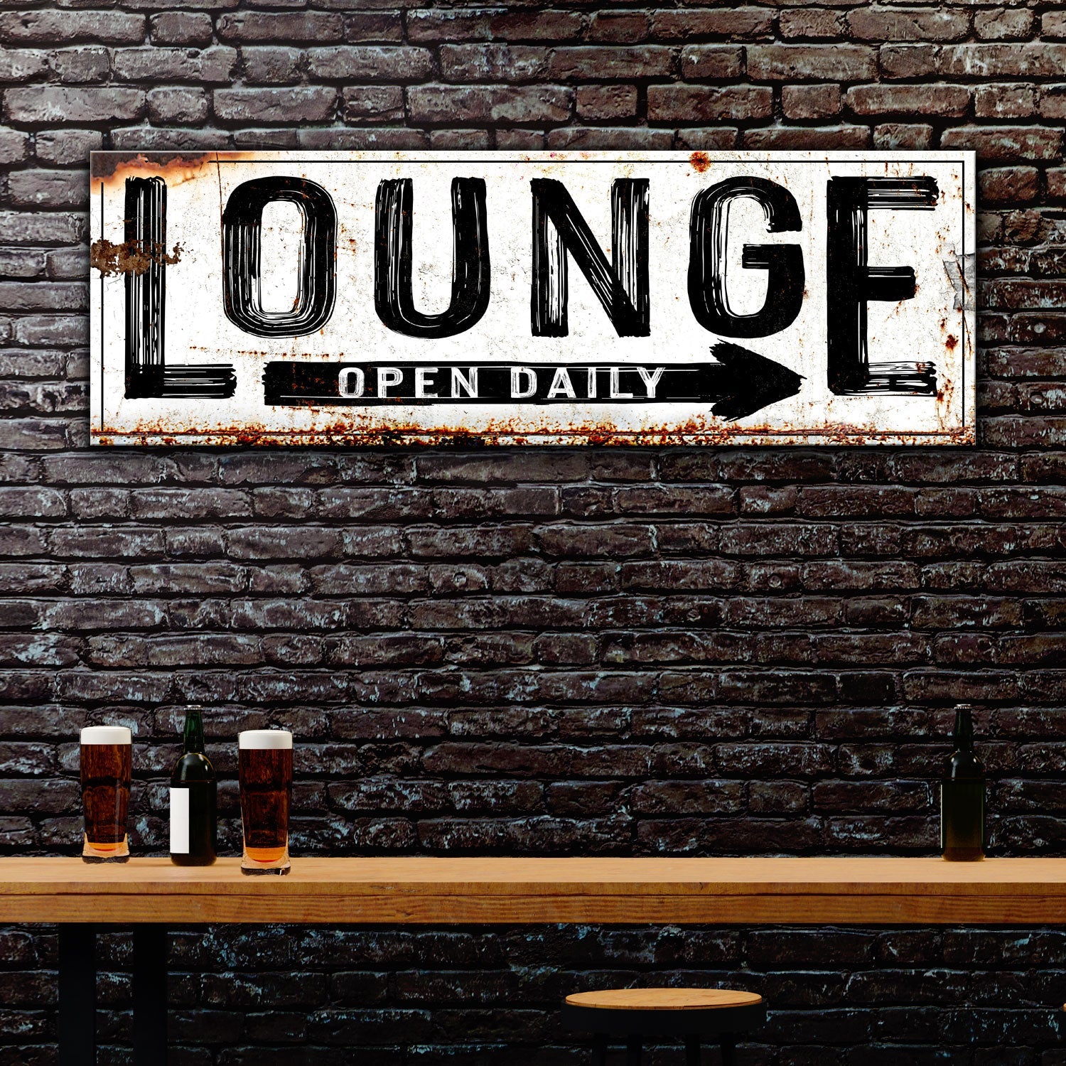 Open Daily Lounge Rustic Sign on sale at MyriadMart