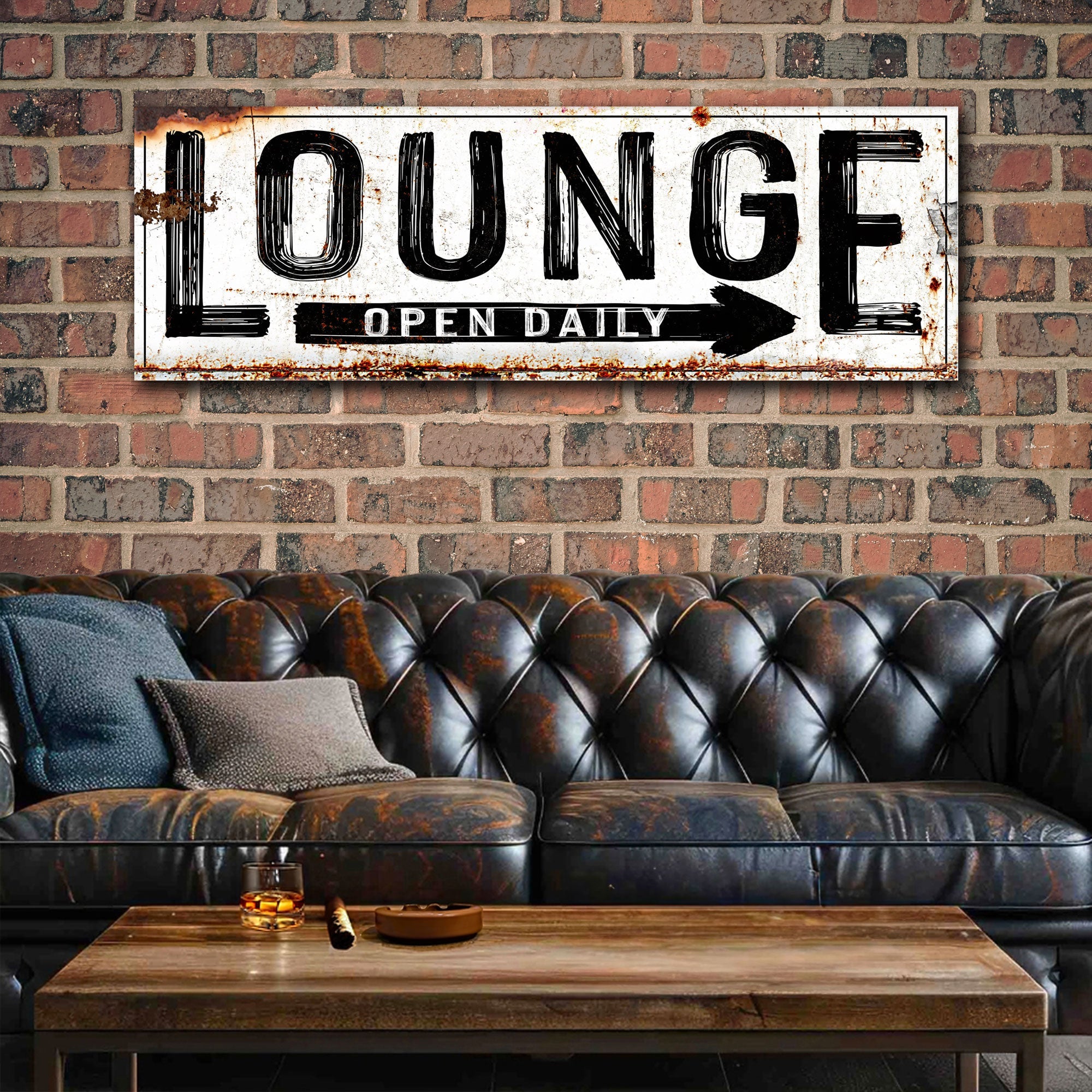 Open Daily Lounge Rustic Sign on sale at MyriadMart