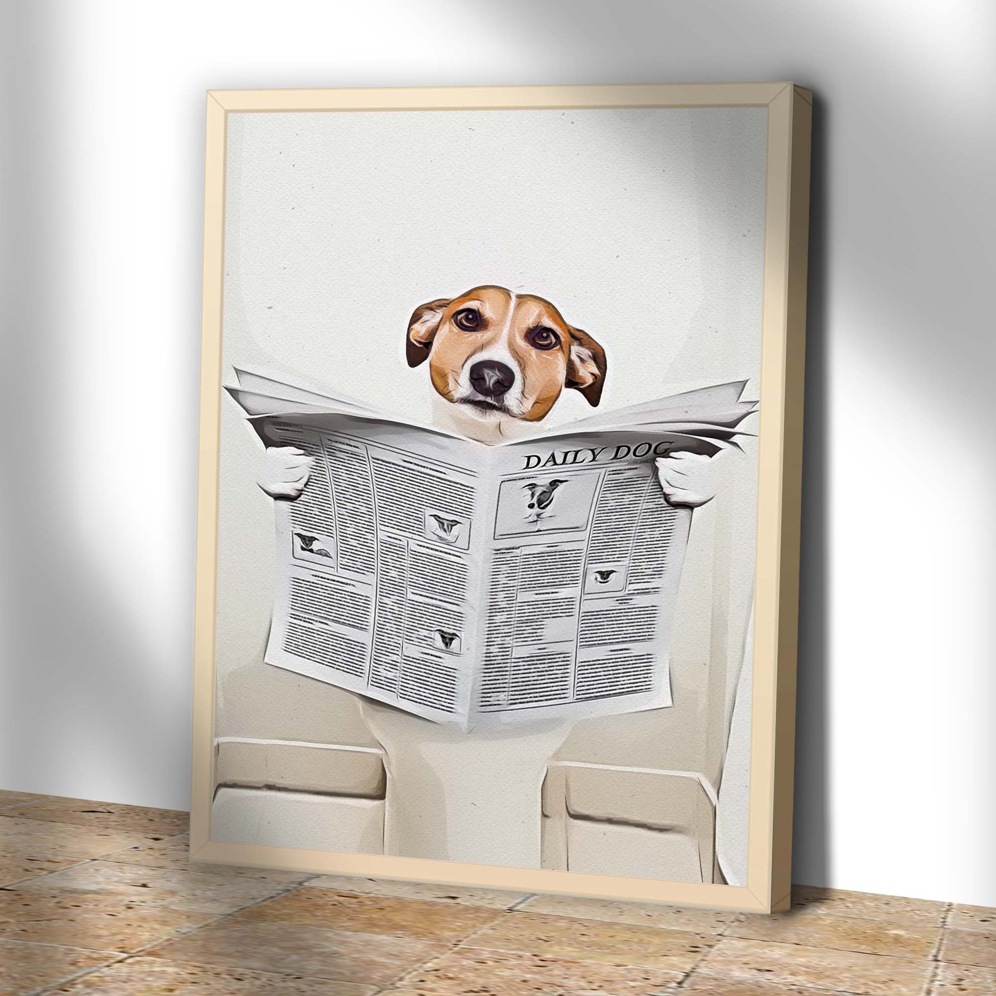 Dog Reading Newspaper Portrait Canvas Wall Art on sale at MyriadMart