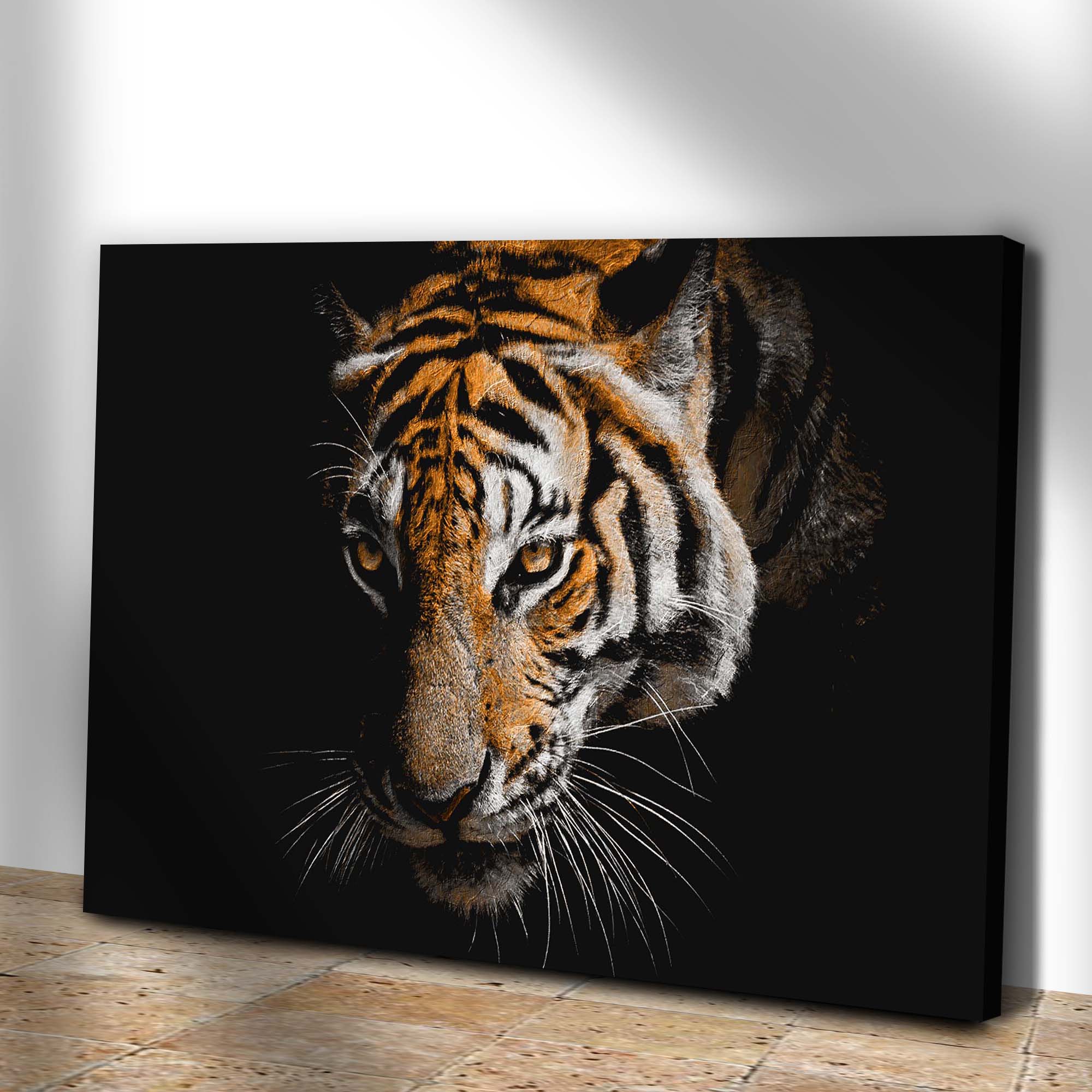 Tiger Watching In The Dark Canvas Wall Art on sale at MyriadMart