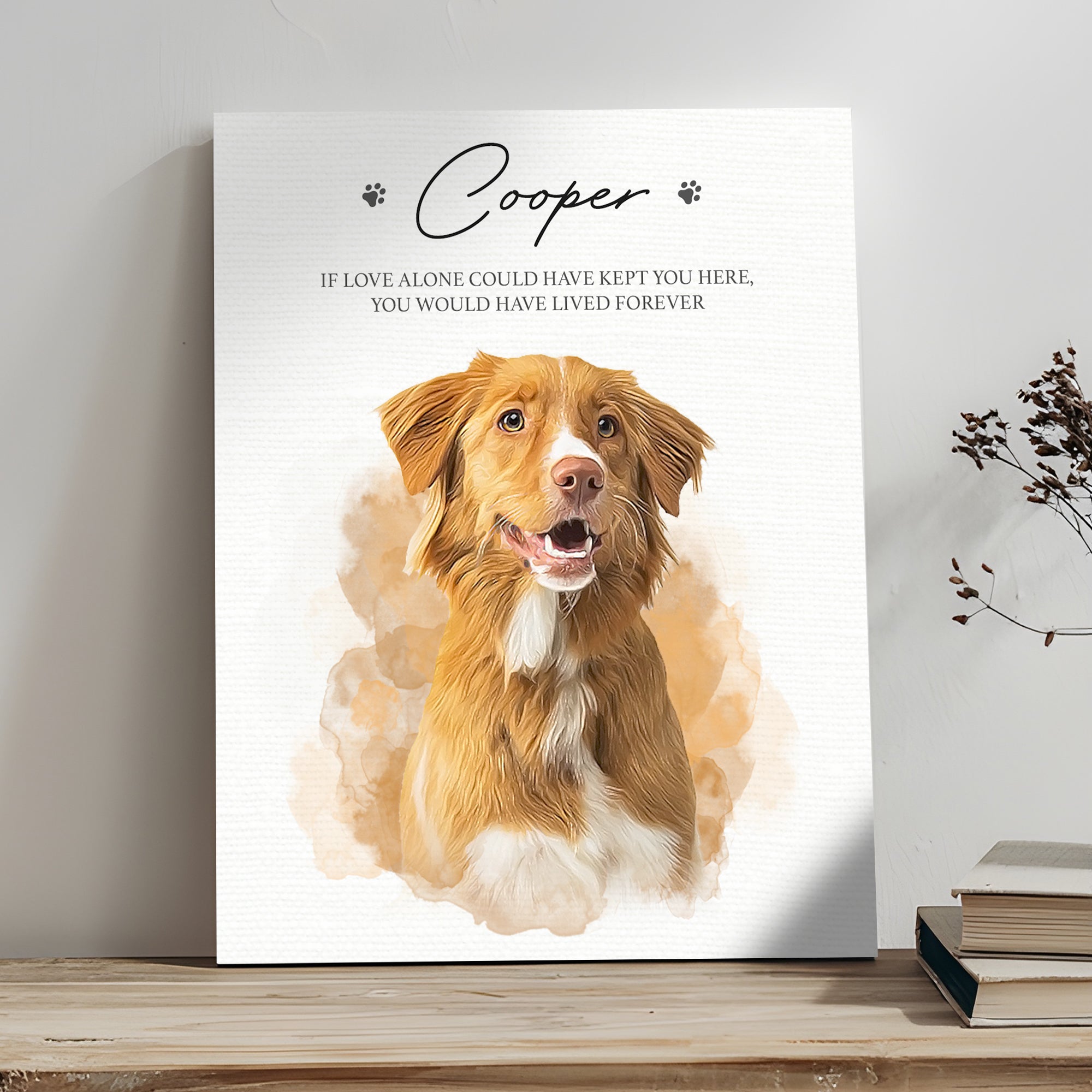 Pet Memorial Portrait Watercolor Sign If Love Alone on sale at MyriadMart