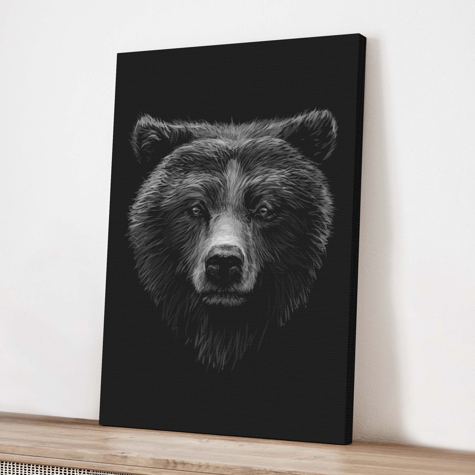 Animals Forest Bear Monochrome Canvas Wall Art on sale at MyriadMart