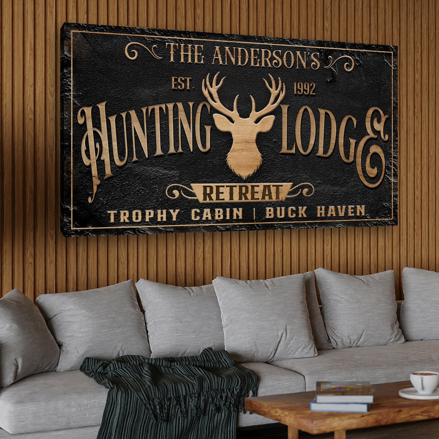 Personalized Buck Haven Retreat Family Sign on sale at MyriadMart