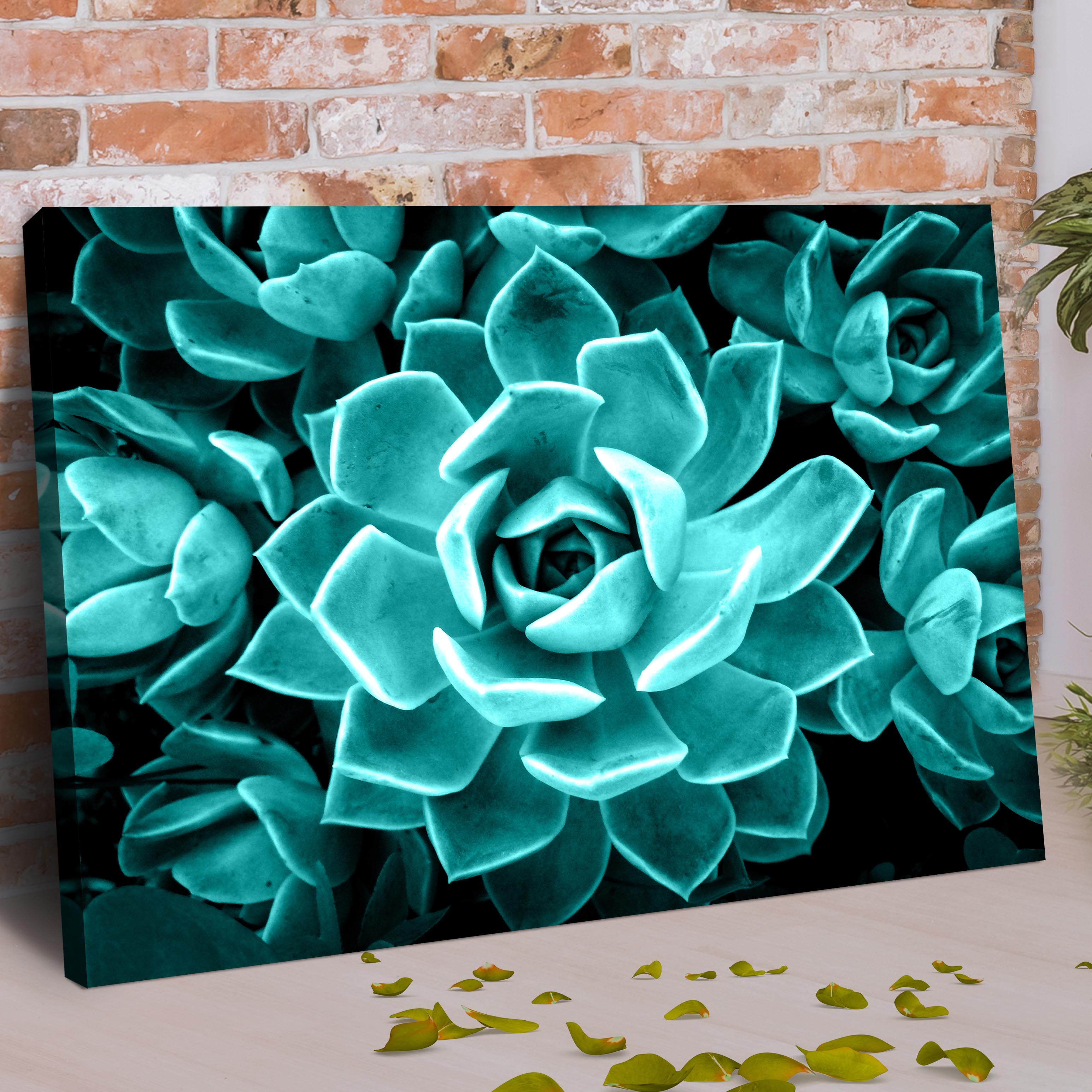 Teal Rose Succulent Canvas Wall Art II on sale at MyriadMart
