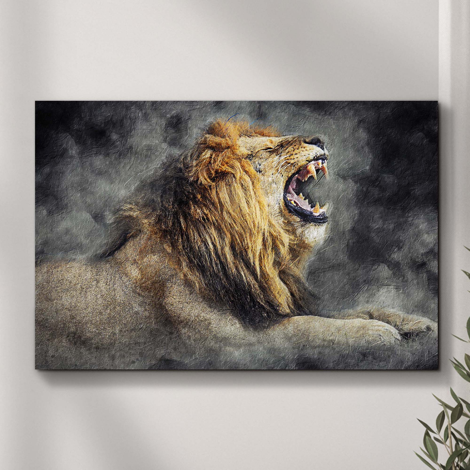 Lion Yawn Painting Canvas Wall Art on sale at MyriadMart