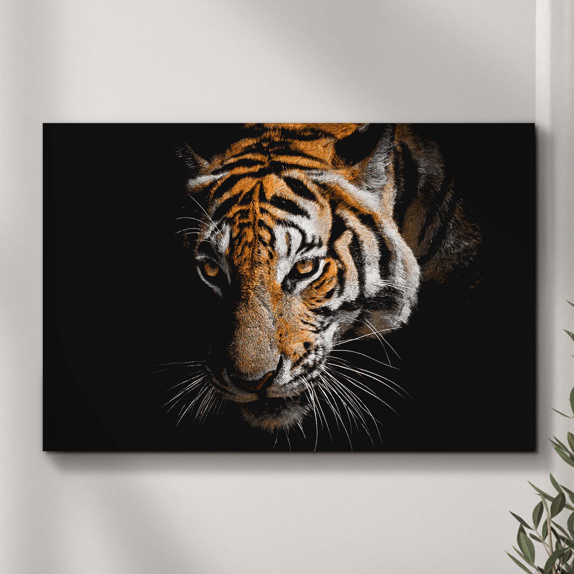 Tiger Watching In The Dark Canvas Wall Art on sale at MyriadMart