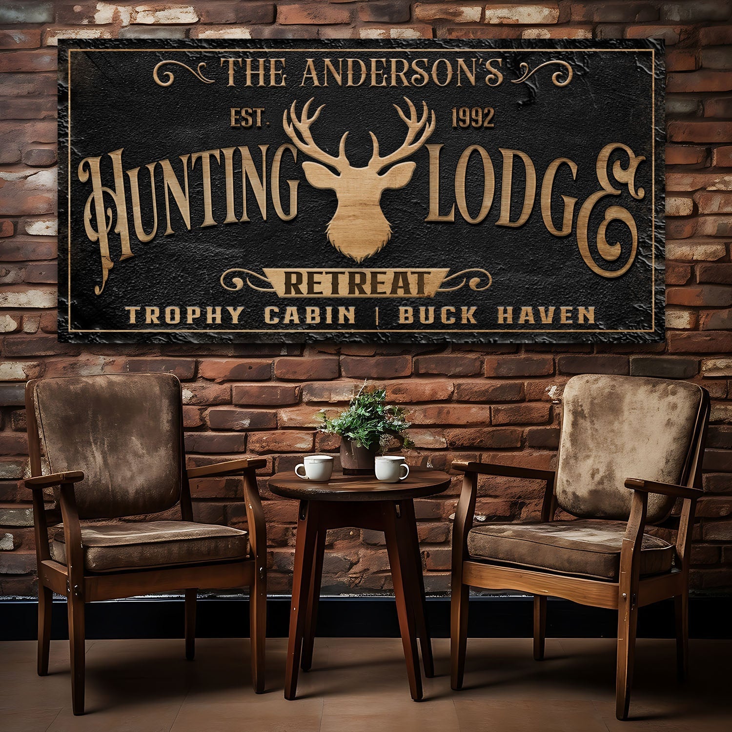 Personalized Buck Haven Retreat Family Sign on sale at MyriadMart