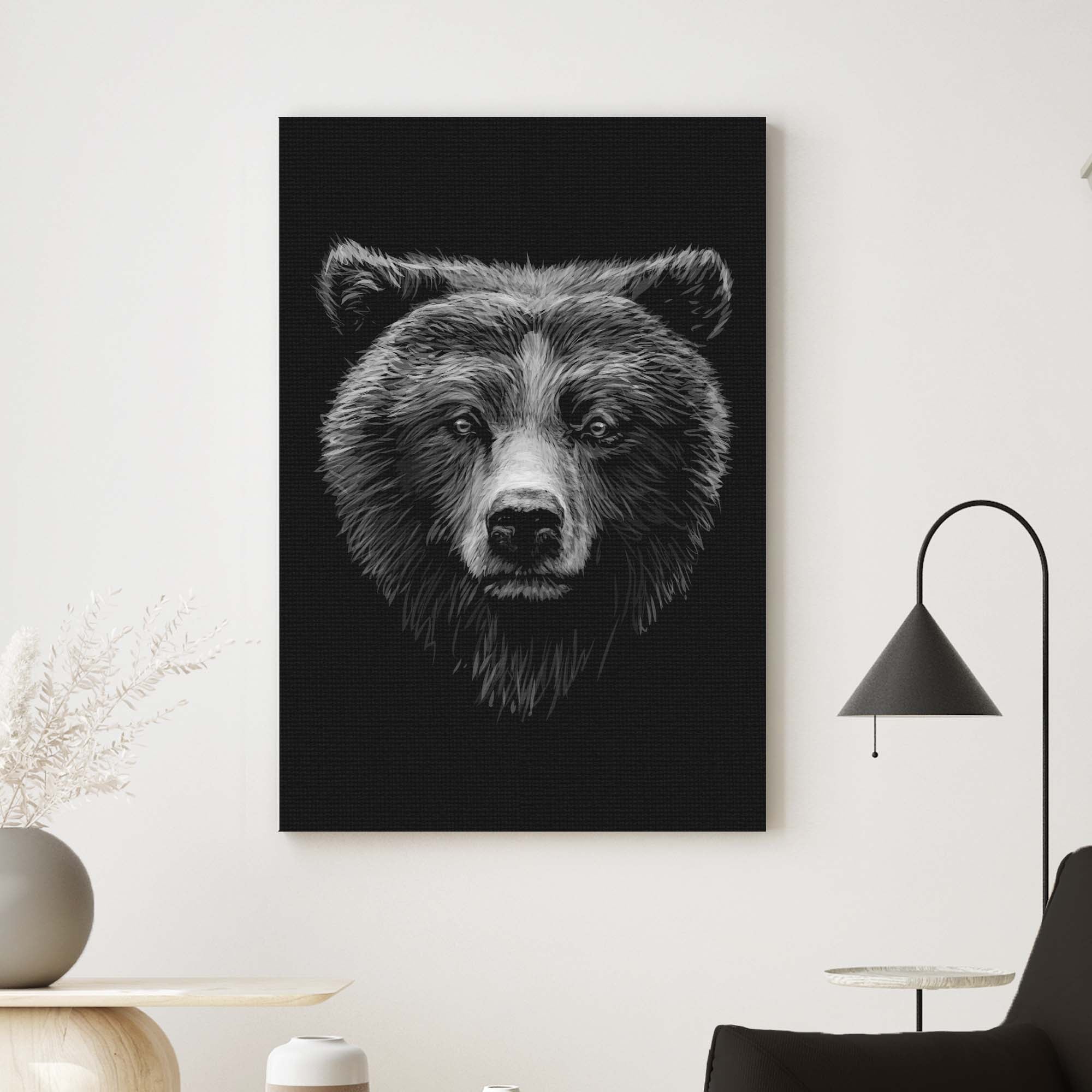 Animals Forest Bear Monochrome Canvas Wall Art on sale at MyriadMart