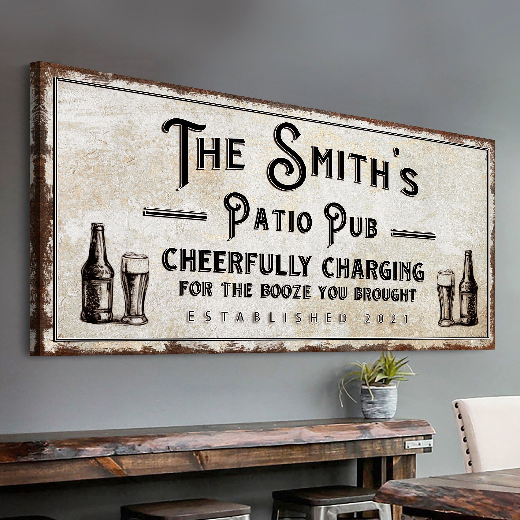 Patio Pub Cheerfully Charging For The Booze You Brought Sign on sale at MyriadMart