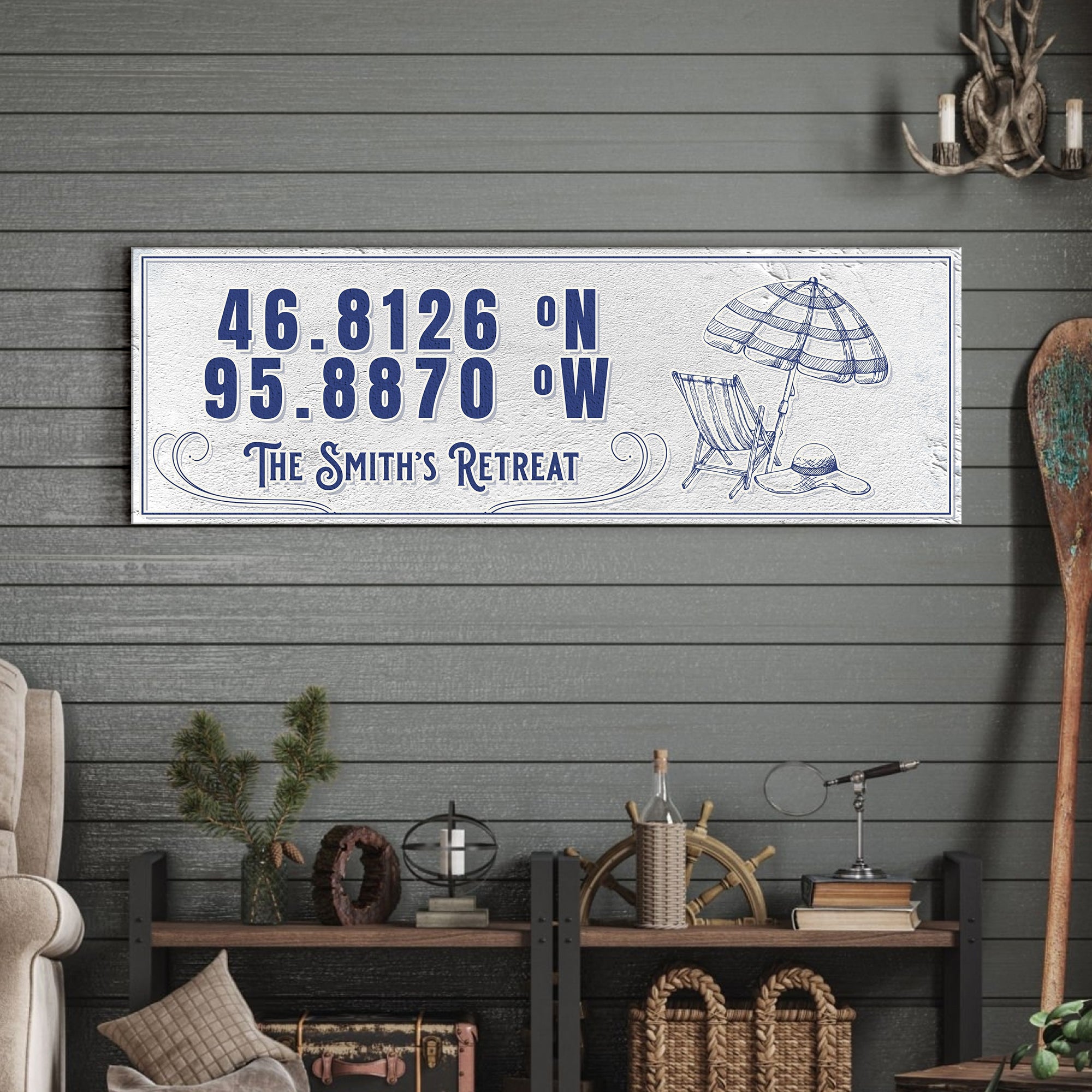 House Retreat Coordinates Sign on sale at MyriadMart
