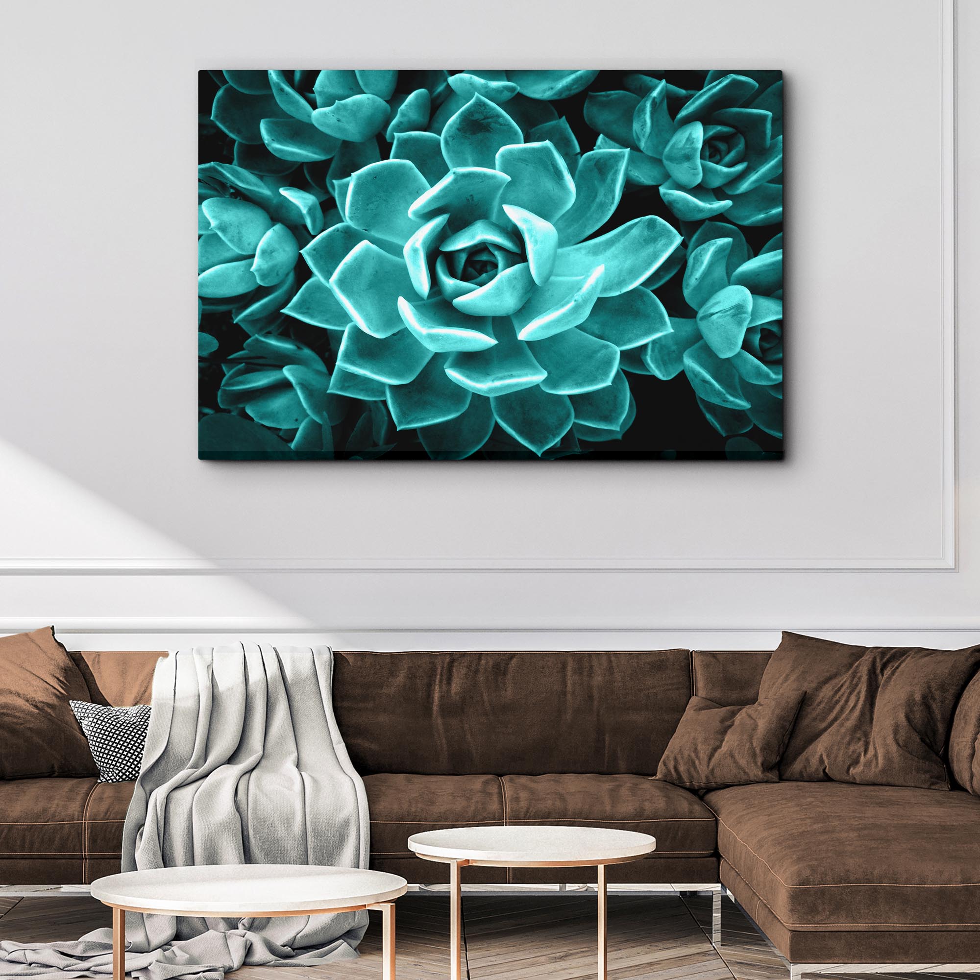 Teal Rose Succulent Canvas Wall Art II on sale at MyriadMart