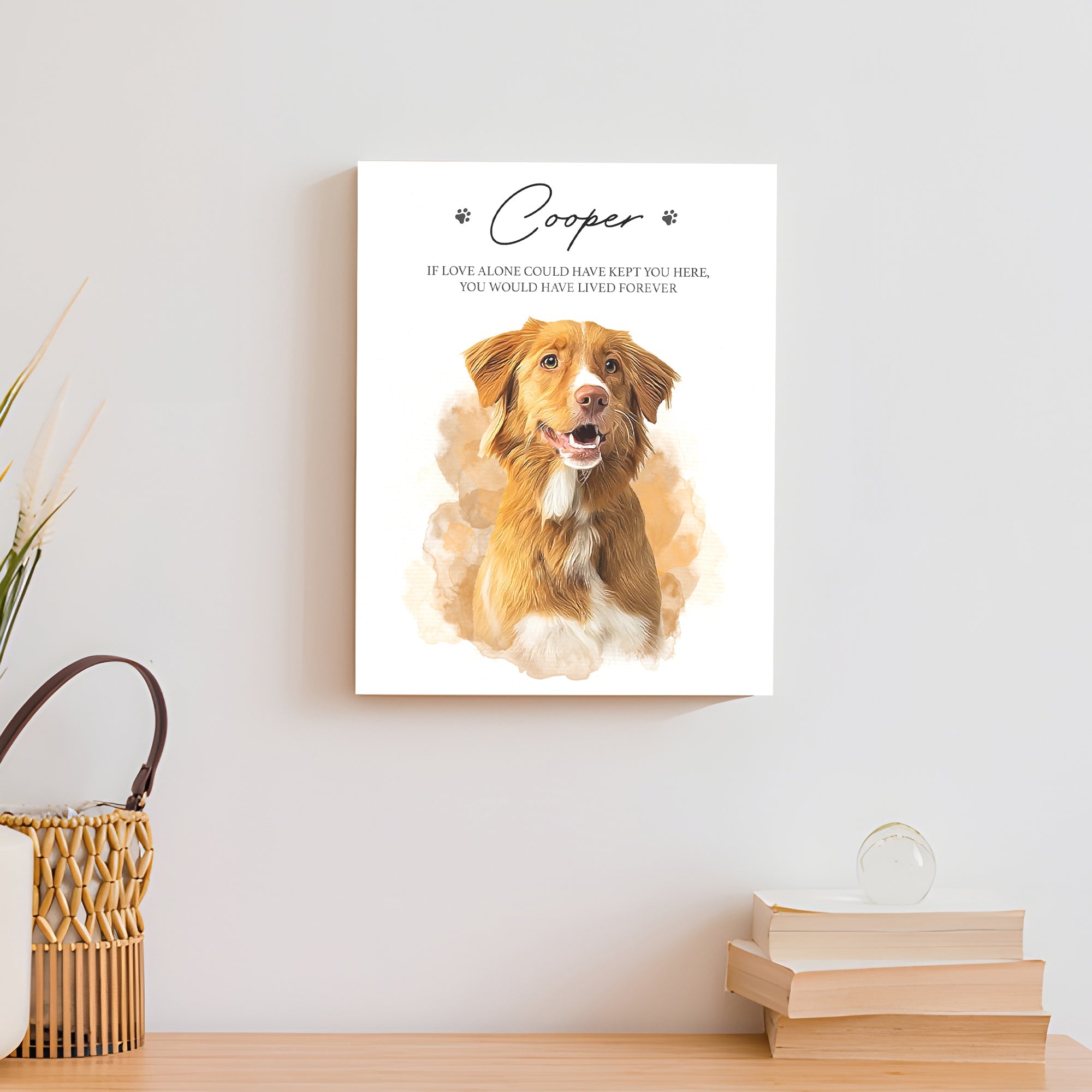 Pet Memorial Portrait Watercolor Sign If Love Alone on sale at MyriadMart
