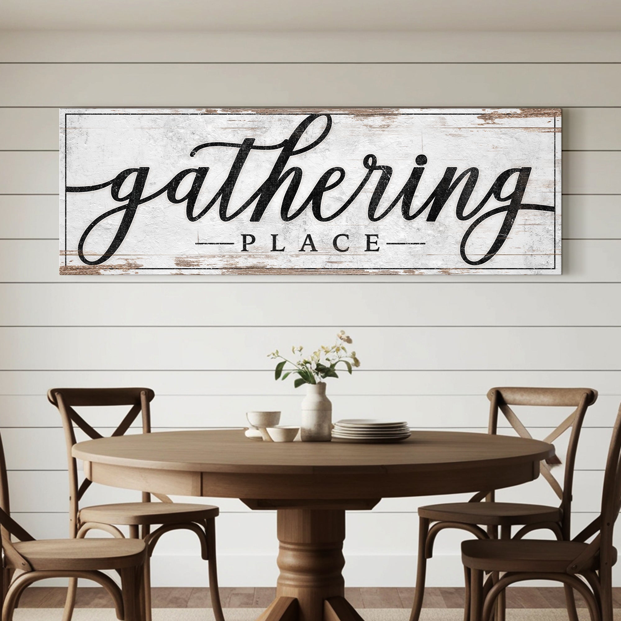 Gathering Place Kitchen Sign Decor | Dining Room Canvas Wall Art | Thanksgiving Sign Wall Art | Kitchen Wall Decor | Living Room Wall Decor on sale at MyriadMart