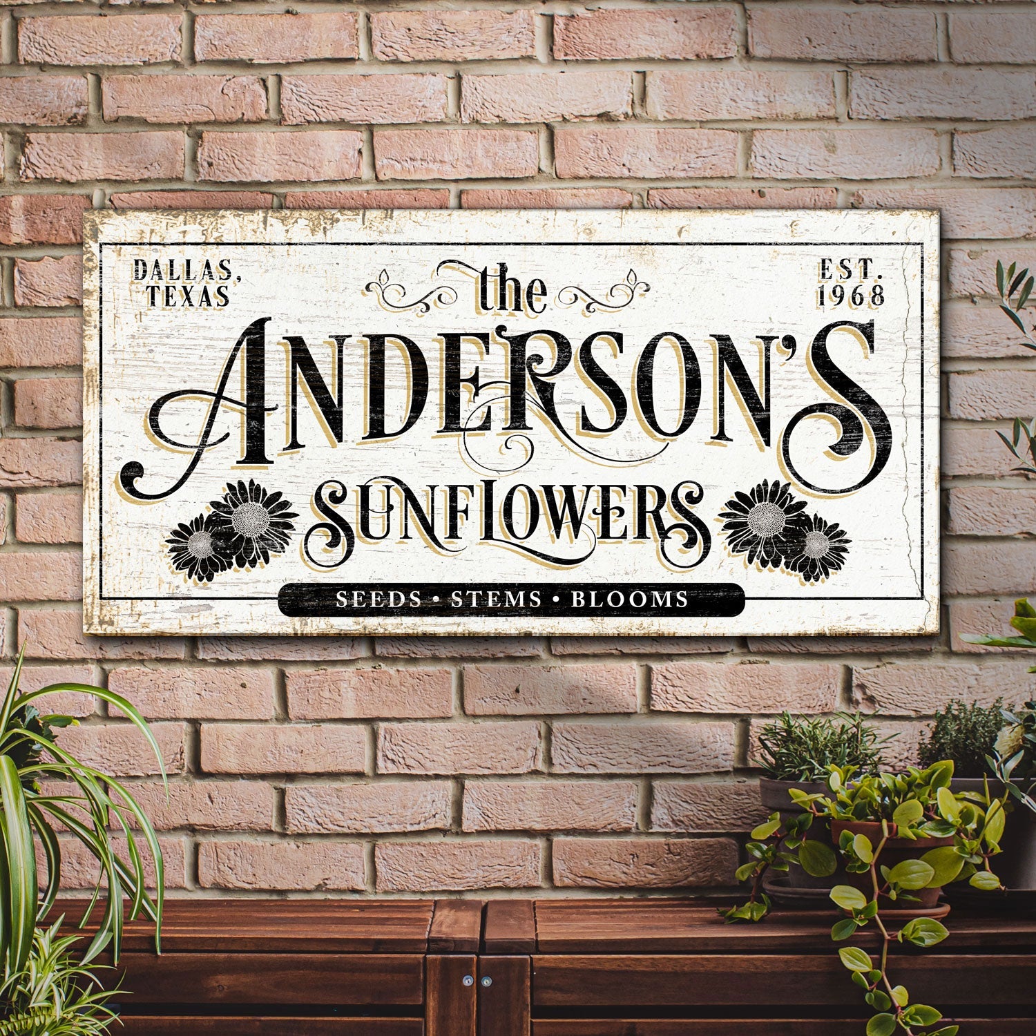 Personalized Fresh Sunflowers Sign on sale at MyriadMart