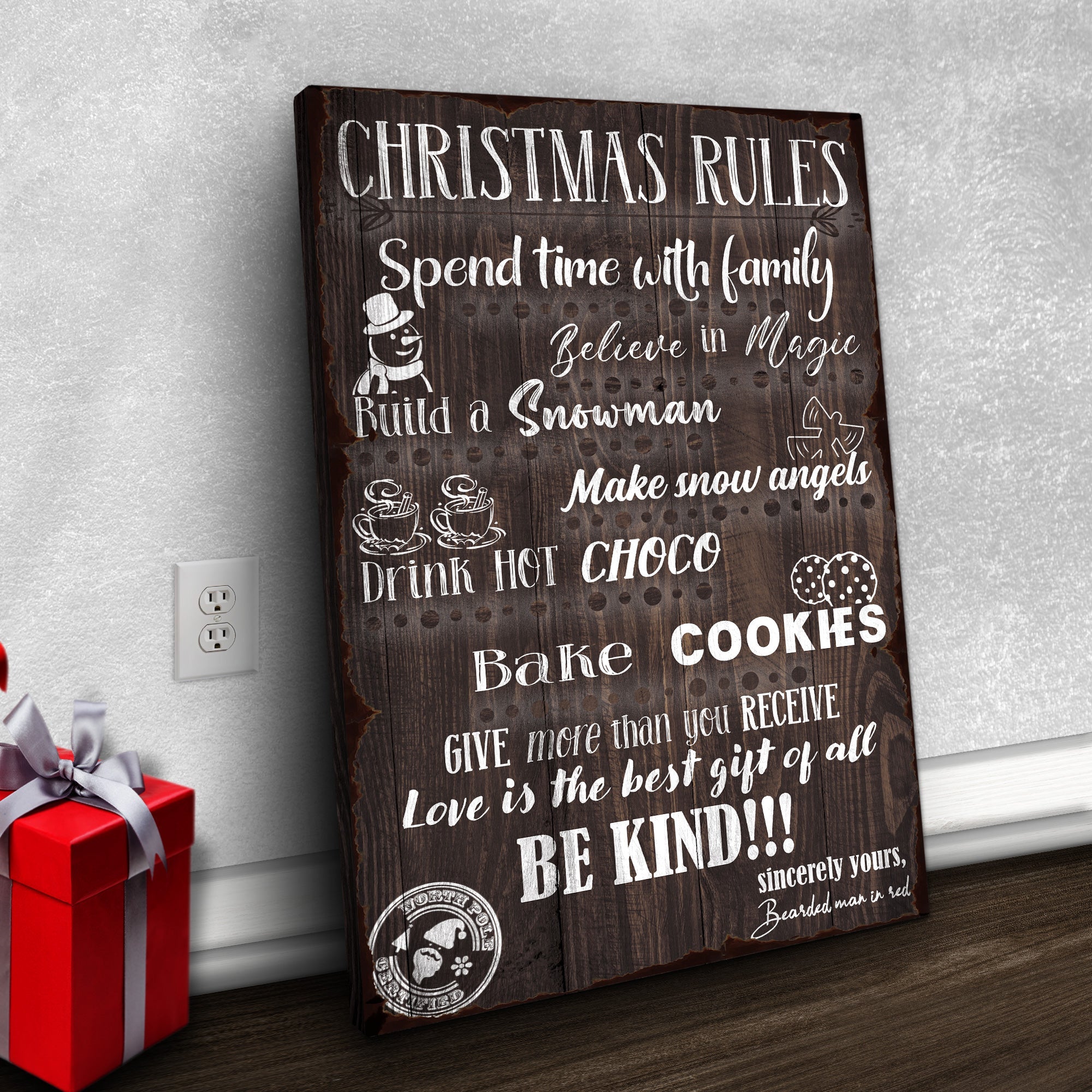 Christmas Rules Sign on sale at MyriadMart