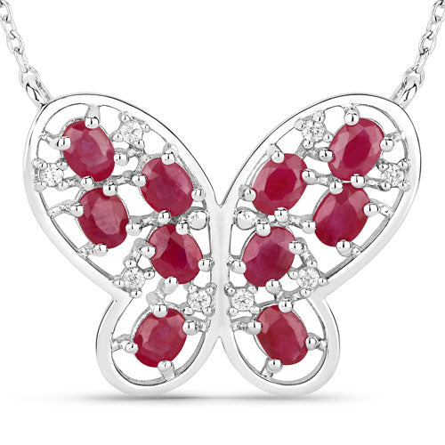 2.36 Carat Genuine Ruby and White Zircon .925 Sterling Silver Necklace on sale at MyriadMart
