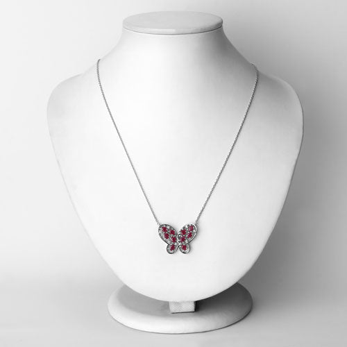 2.36 Carat Genuine Ruby and White Zircon .925 Sterling Silver Necklace on sale at MyriadMart