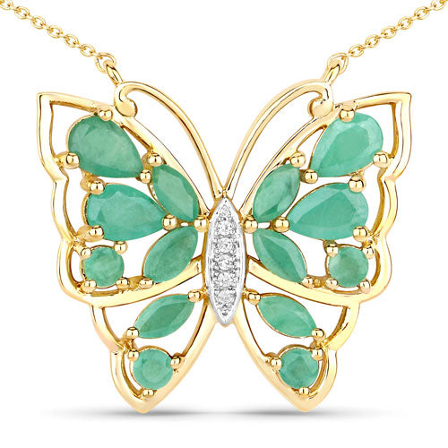 2.60 Carat Genuine Emerald and White Zircon .925 Sterling Silver Necklace on sale at MyriadMart