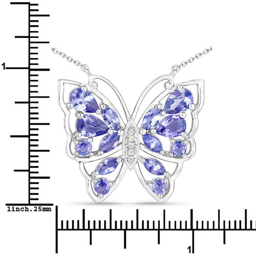 2.76 Carat Genuine Tanzanite and White Zircon .925 Sterling Silver Necklace on sale at MyriadMart
