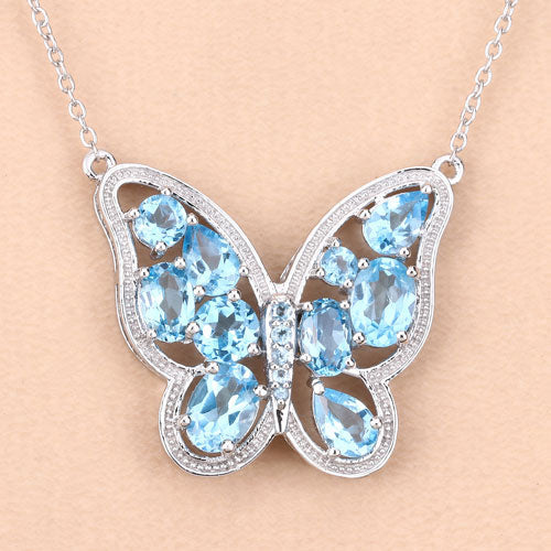 5.54 Carat Genuine Swiss Blue Topaz .925 Sterling Silver Necklace on sale at MyriadMart