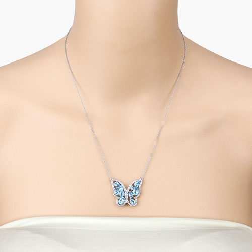 5.54 Carat Genuine Swiss Blue Topaz .925 Sterling Silver Necklace on sale at MyriadMart