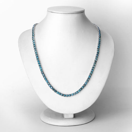 33.24 Carat Genuine Blue Diamond 14K White Gold Necklace on sale at MyriadMart
