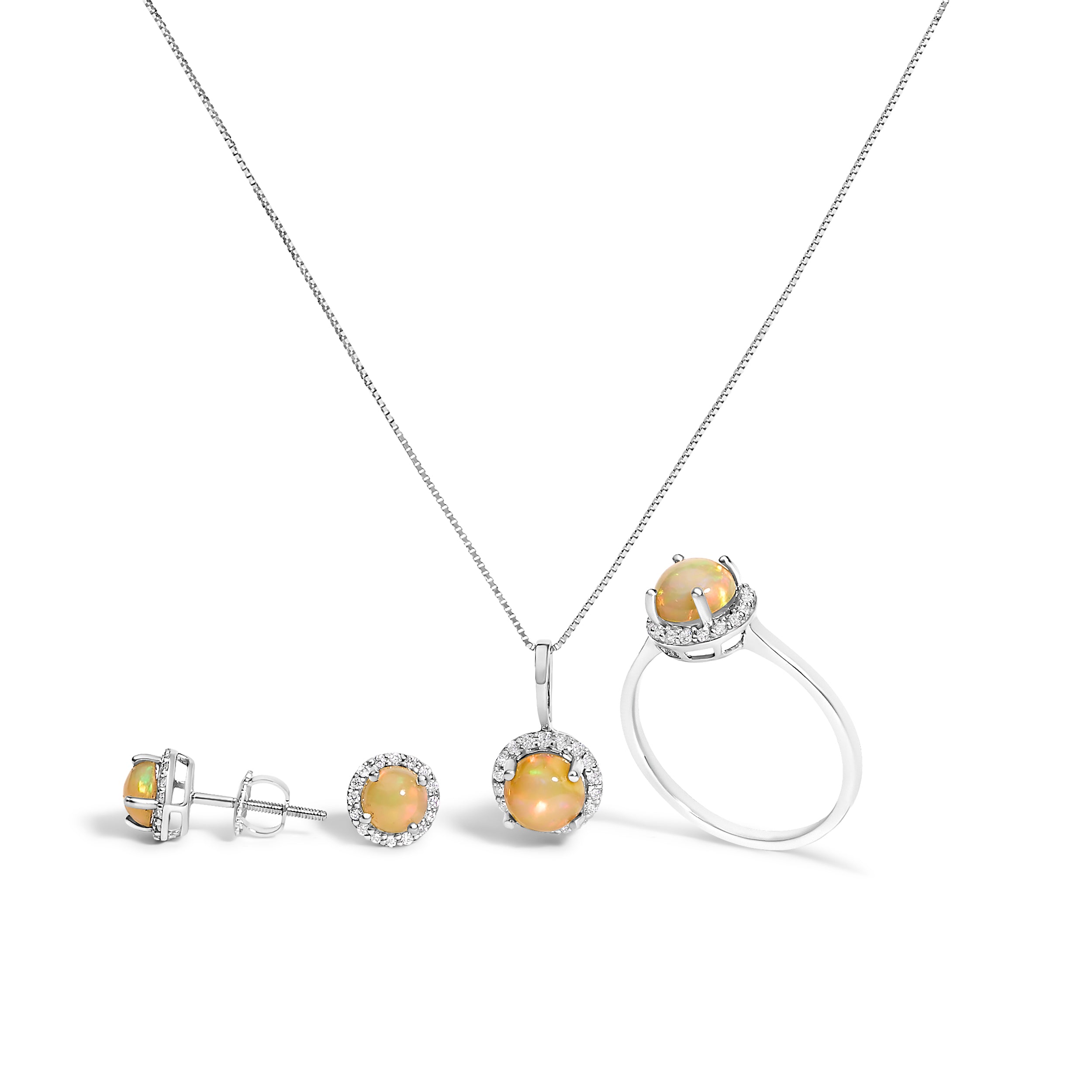 10K White Gold Purple Amethyst and 3/8 Cttw Diamond Halo Jewelry Set Earrings, Pendant & Ring on sale at MyriadMart