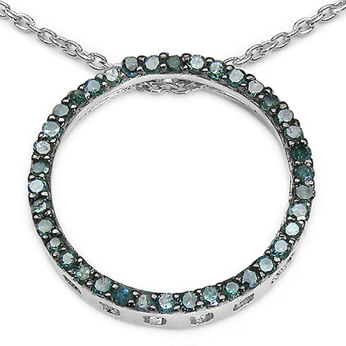 0.46 Carat Genuine Blue Diamond .925 Sterling Silver Pendant on sale at MyriadMart