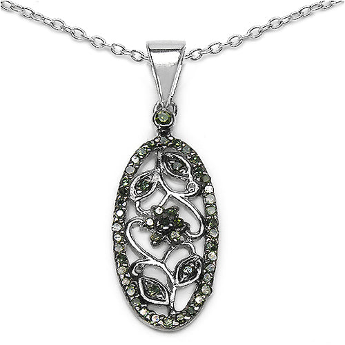 0.22 Carat Genuine Green Diamond .925 Sterling Silver Pendant on sale at MyriadMart