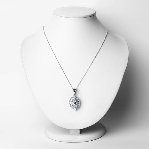 1.89 Carat Genuine Aquamarine and White Topaz .925 Sterling Silver Pendant on sale at MyriadMart